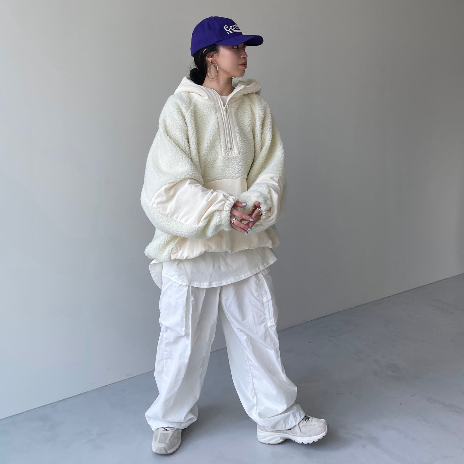 over size BOA hoodie blouson / ivory