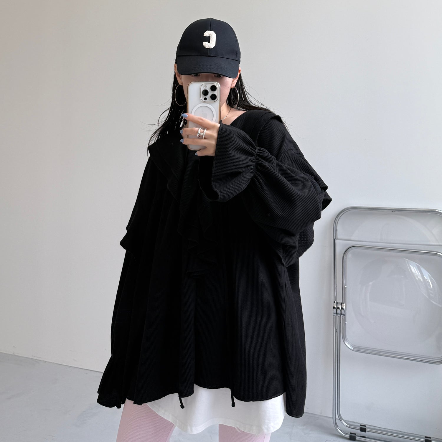 WAFFRILL TOPS / black