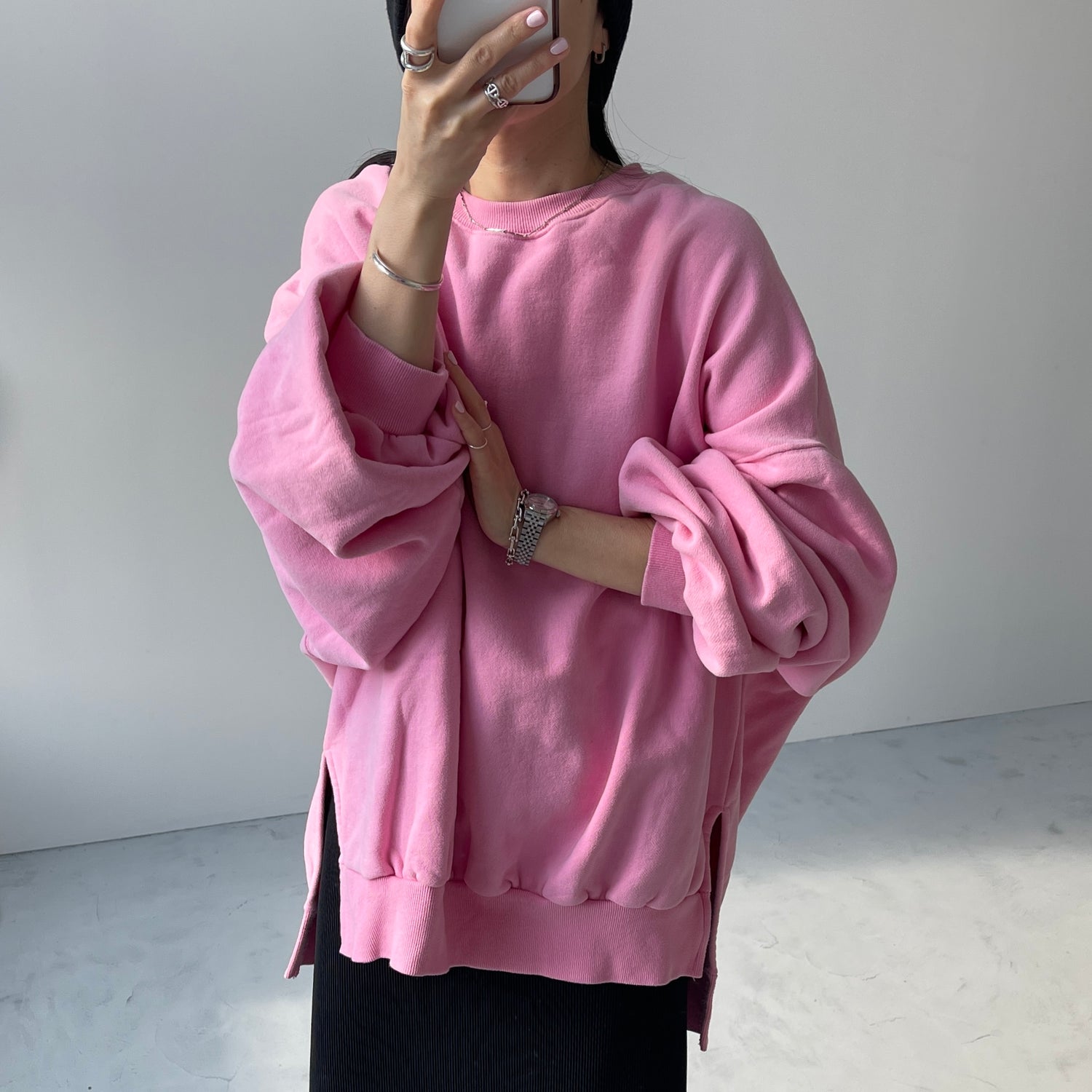 perfect silhouette super over sweat / pink