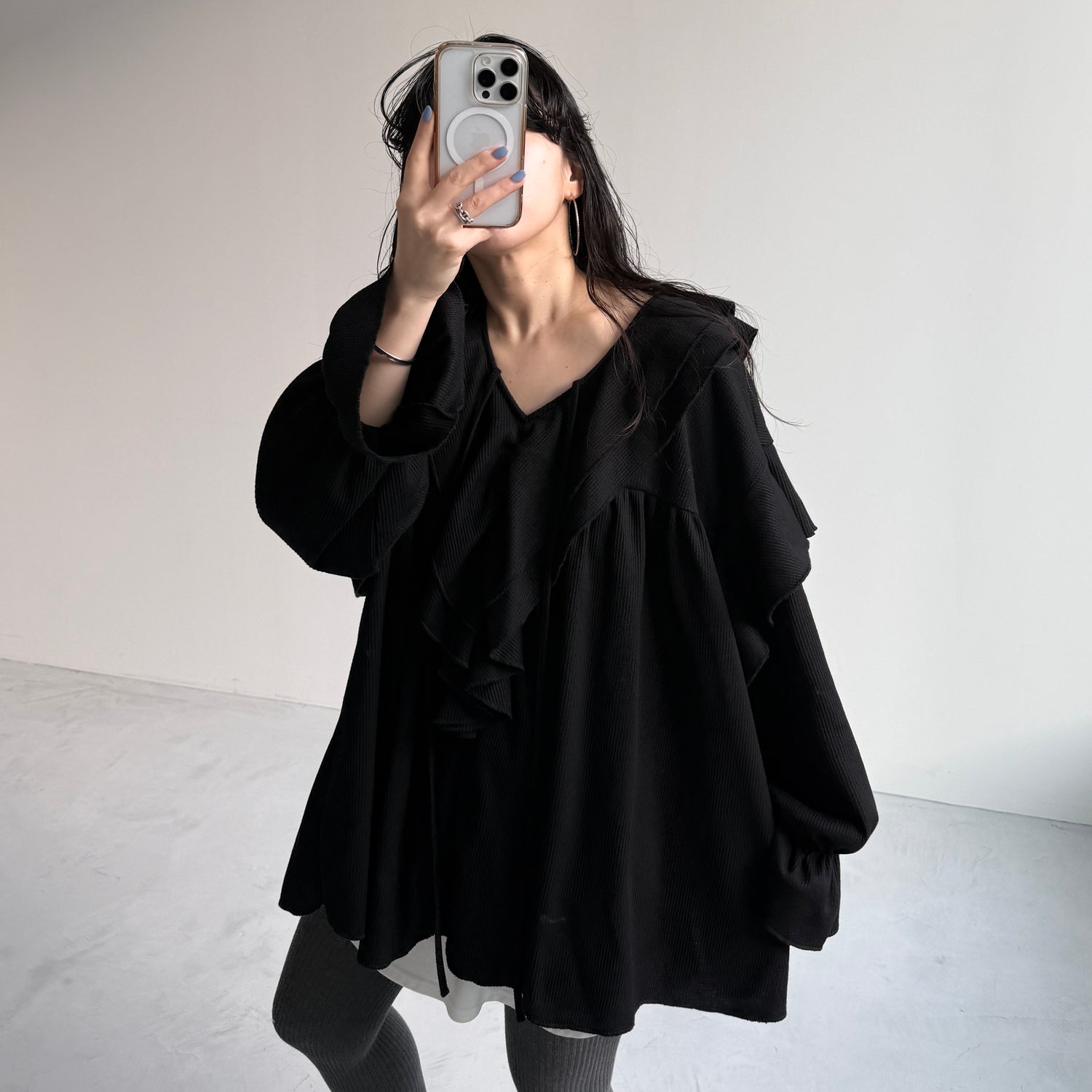 WAFFRILL TOPS / black