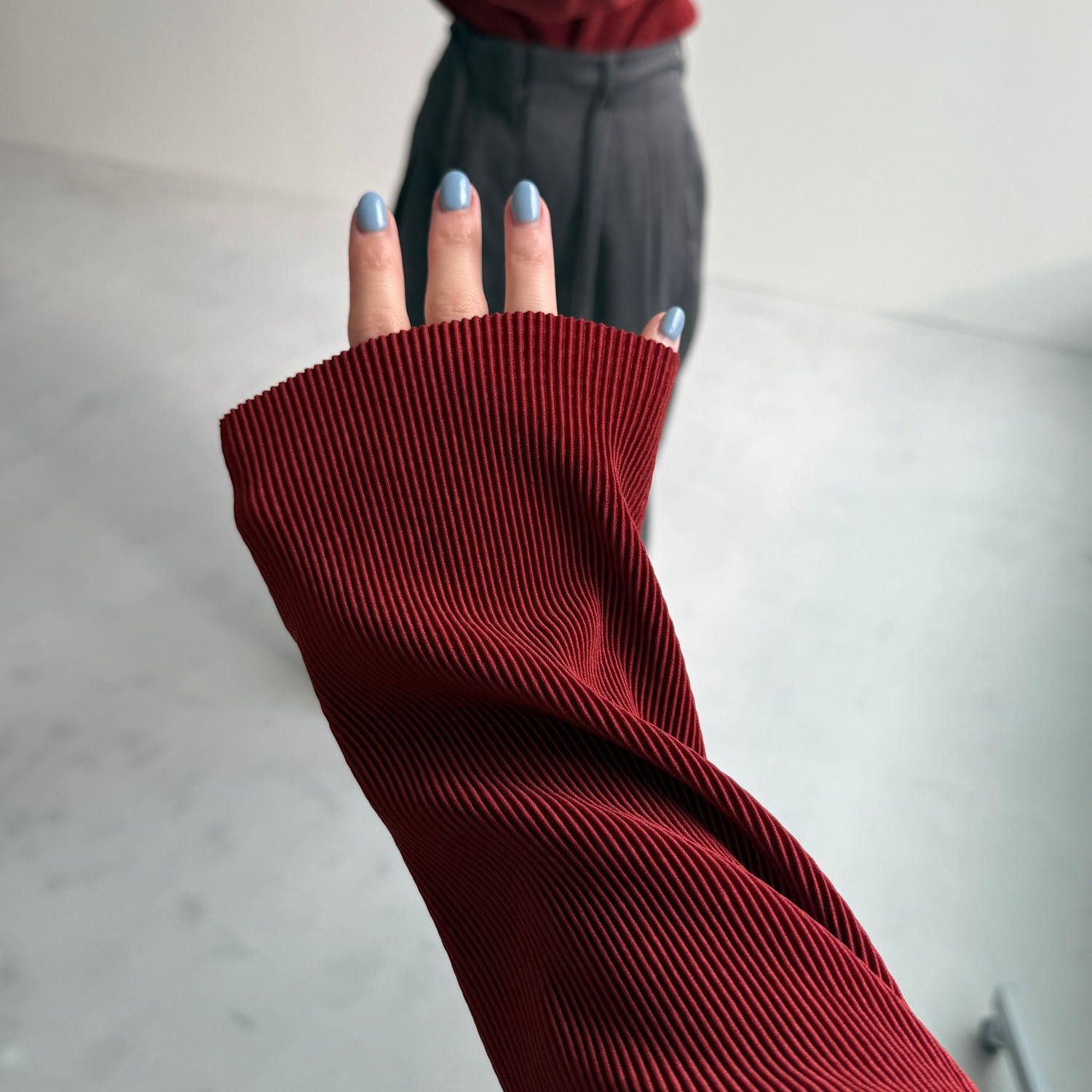 daily daily super stretch pleats tops / bordeaux [プチハイ or クルーネック]