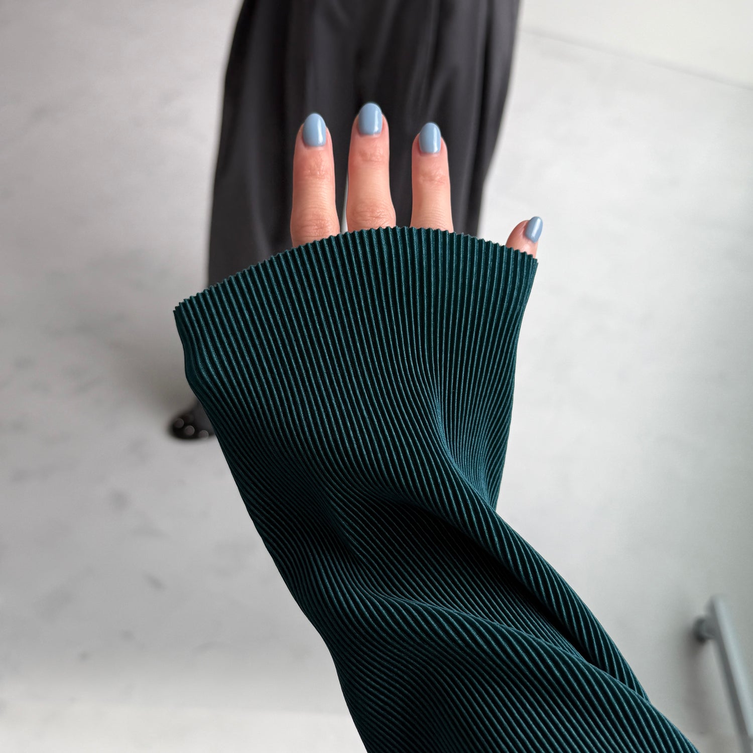 daily daily super stretch pleats tops / dark green [プチハイ or クルーネック]
