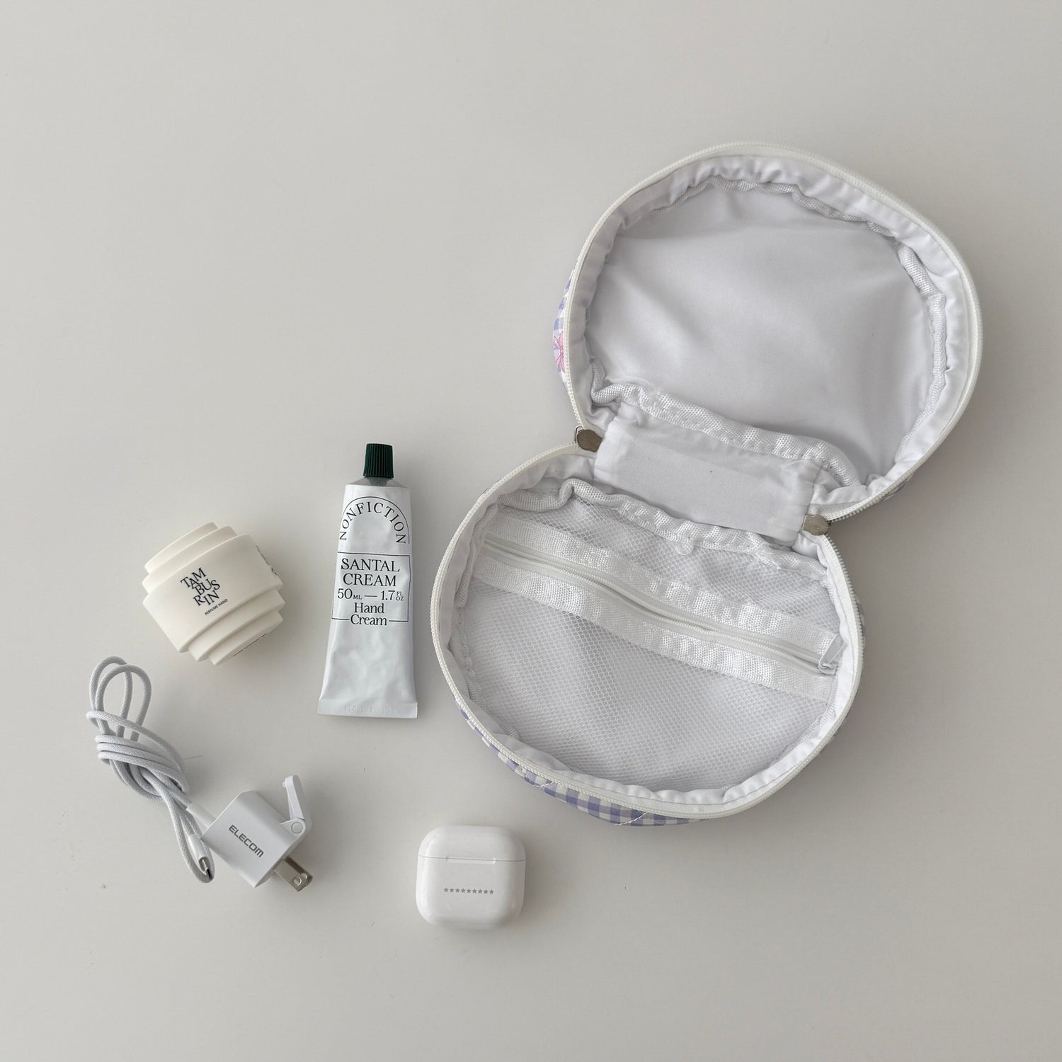 gingham check quilting pouch
