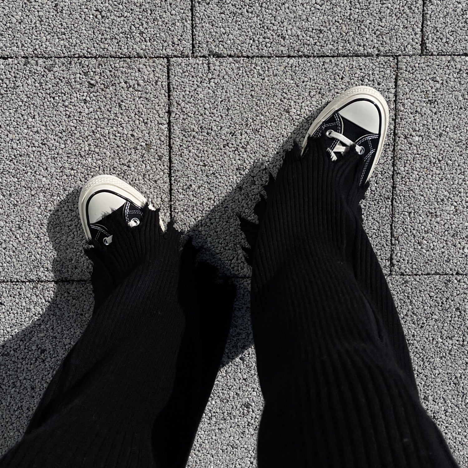 fringe knit flare pants / black