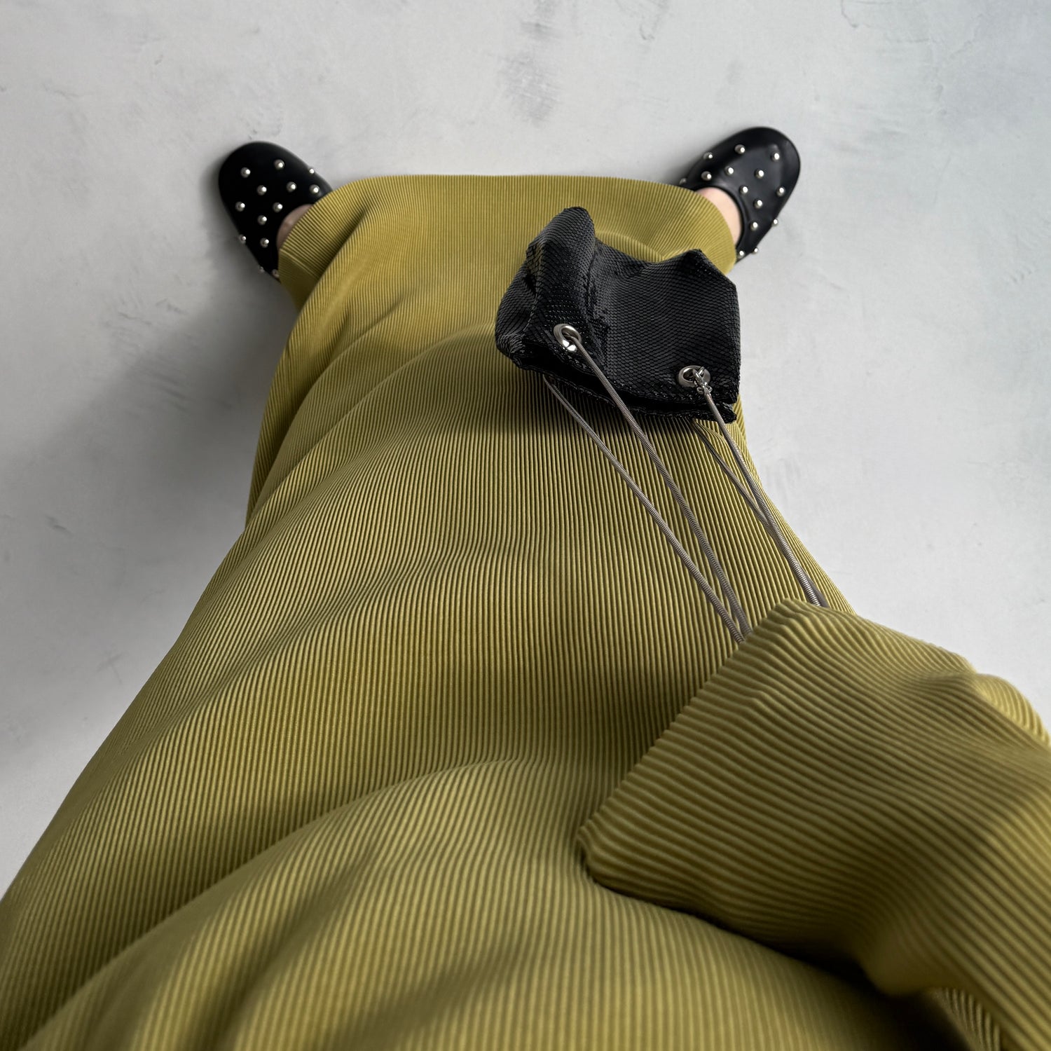 daily daily super stretch pleats skirt / lime [FREE or LONG]