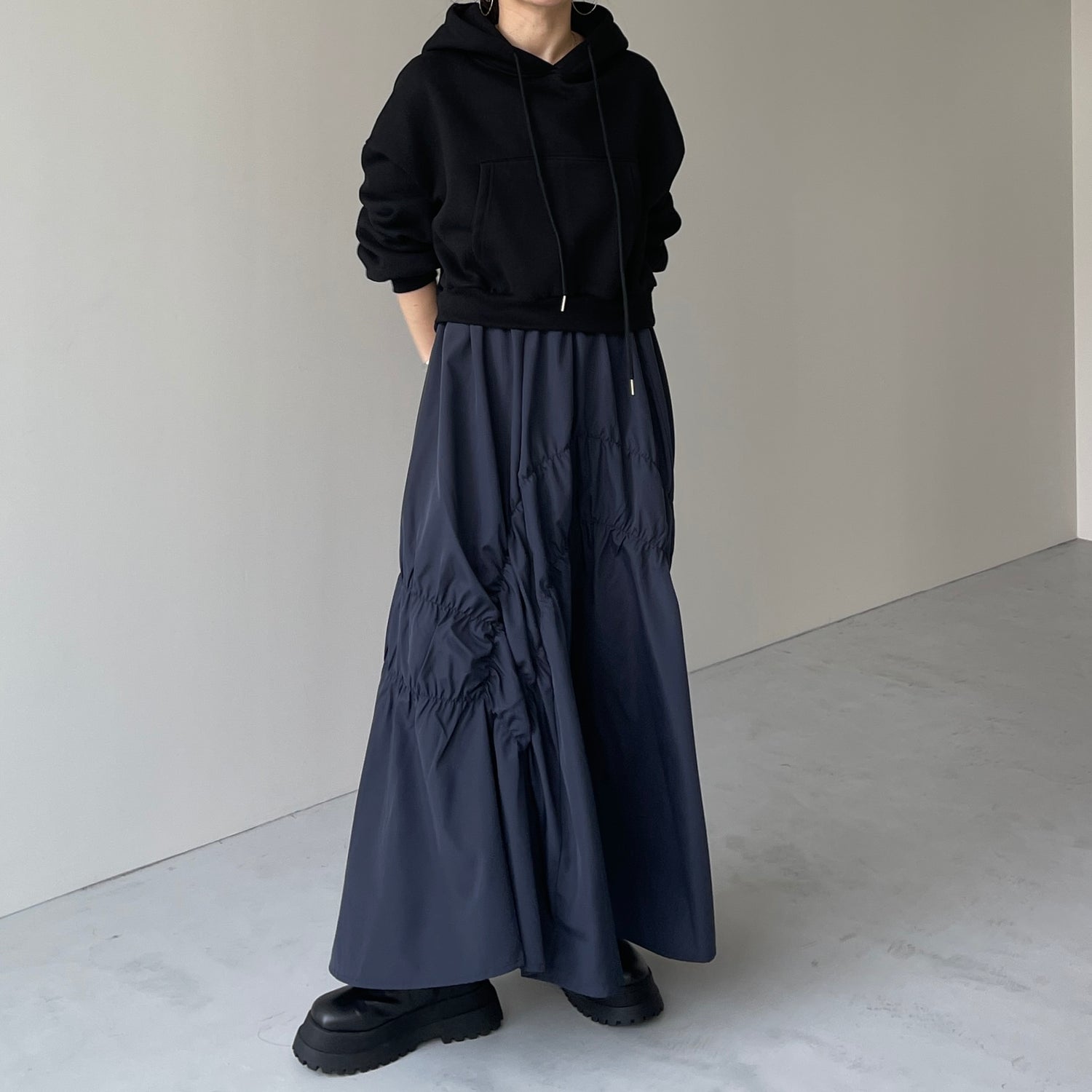 many many gather skirt / navy