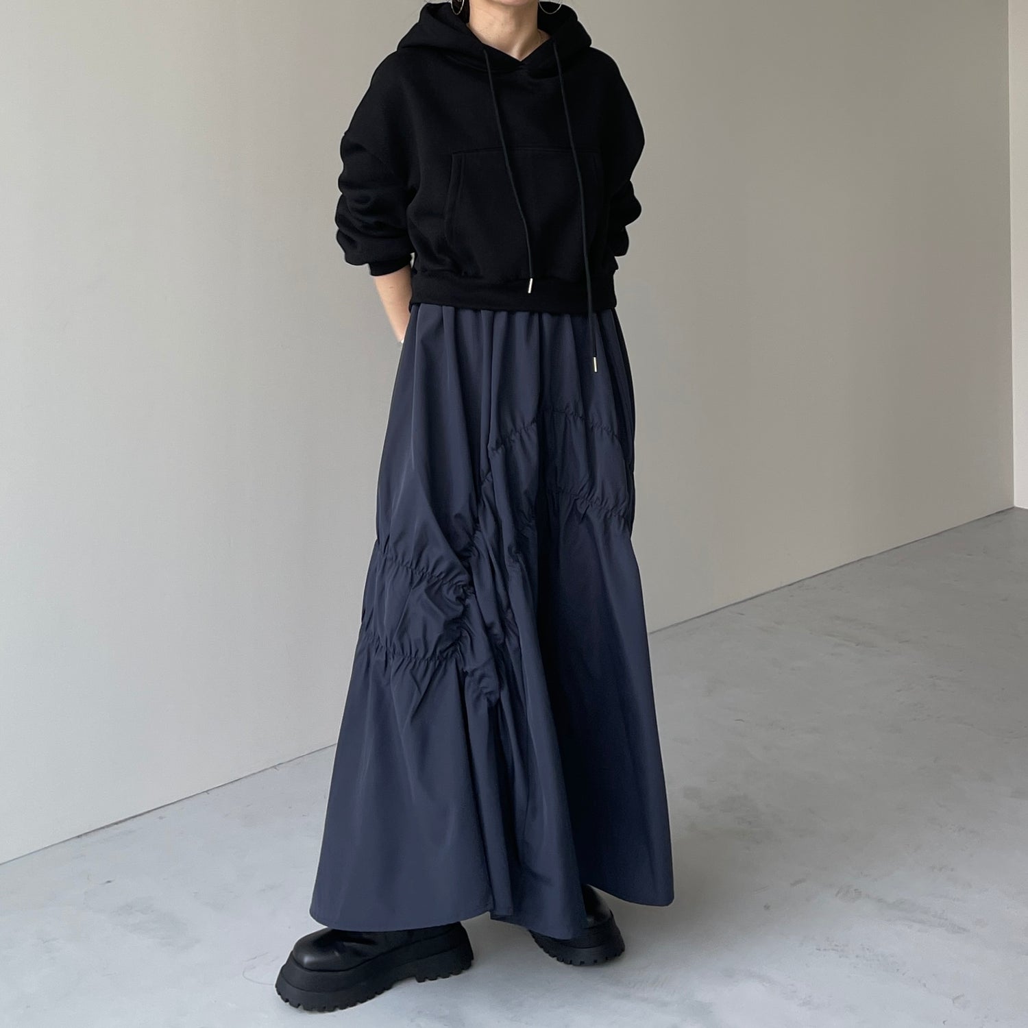 【SAMPLE】many many gather skirt / navy
