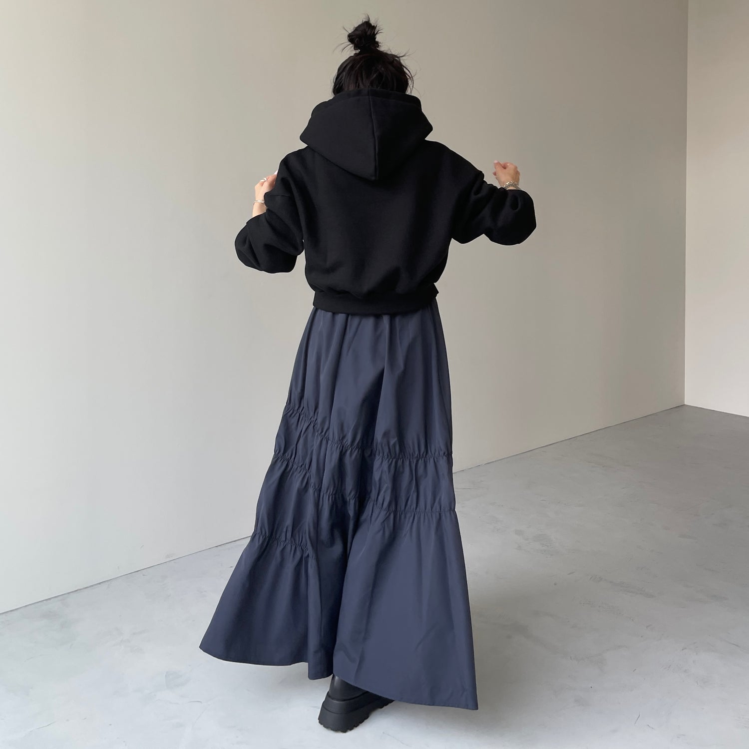 【SAMPLE】many many gather skirt / navy