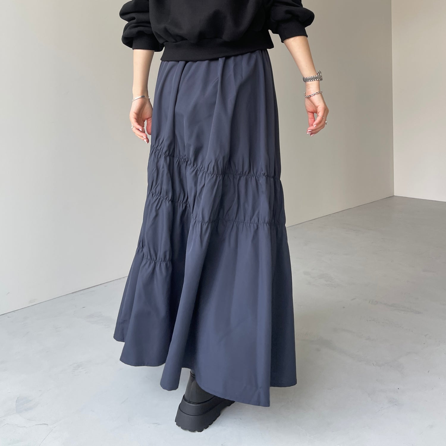 【SAMPLE】many many gather skirt / navy