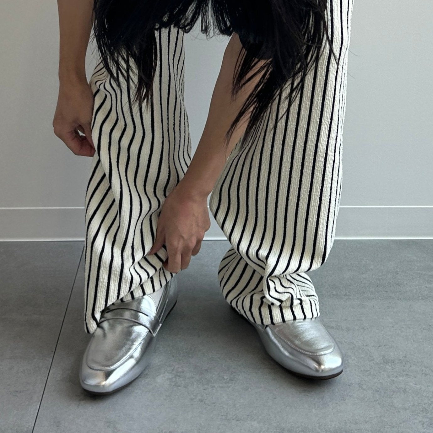 【SAMPLE】stripe towel pants  / ivory