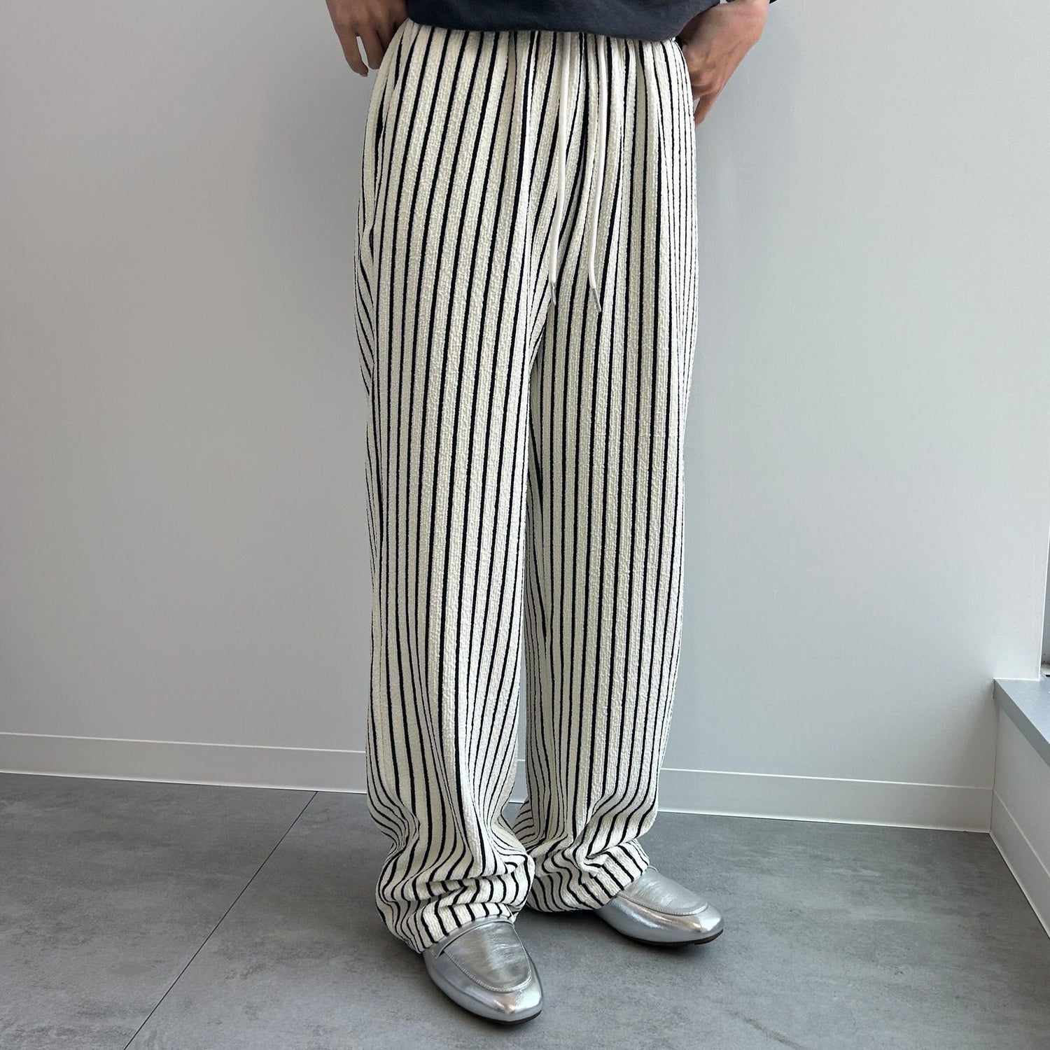 【SAMPLE】stripe towel pants  / ivory