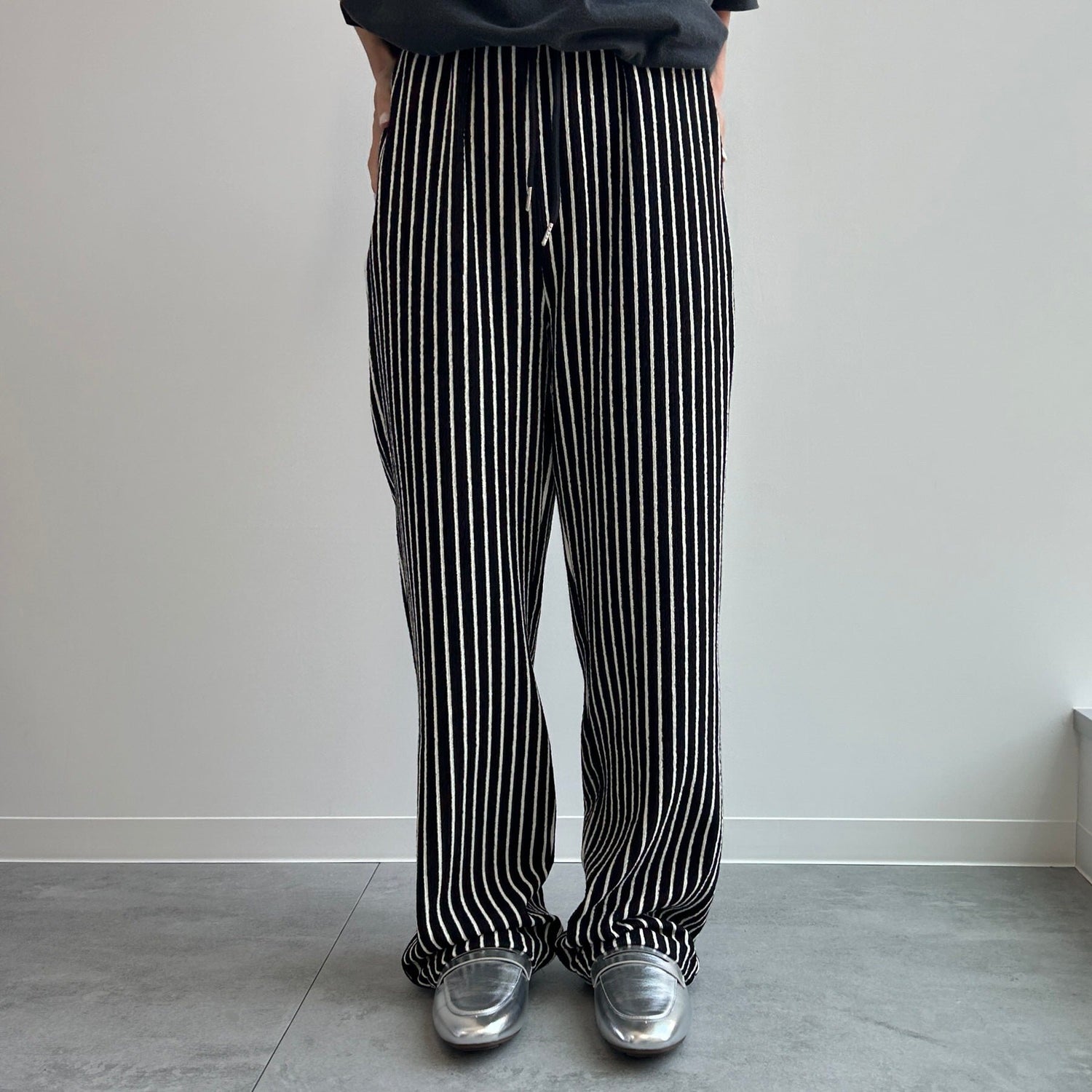 【SAMPLE】stripe towel pants  / black