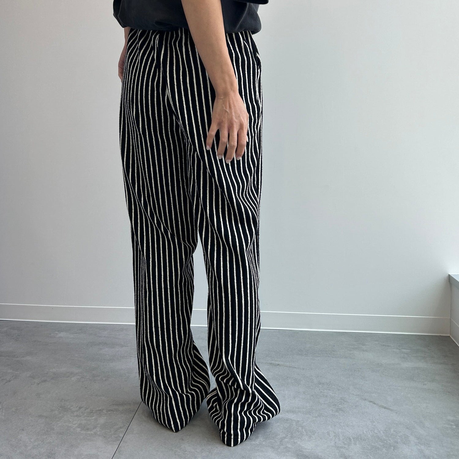 【SAMPLE】stripe towel pants  / black