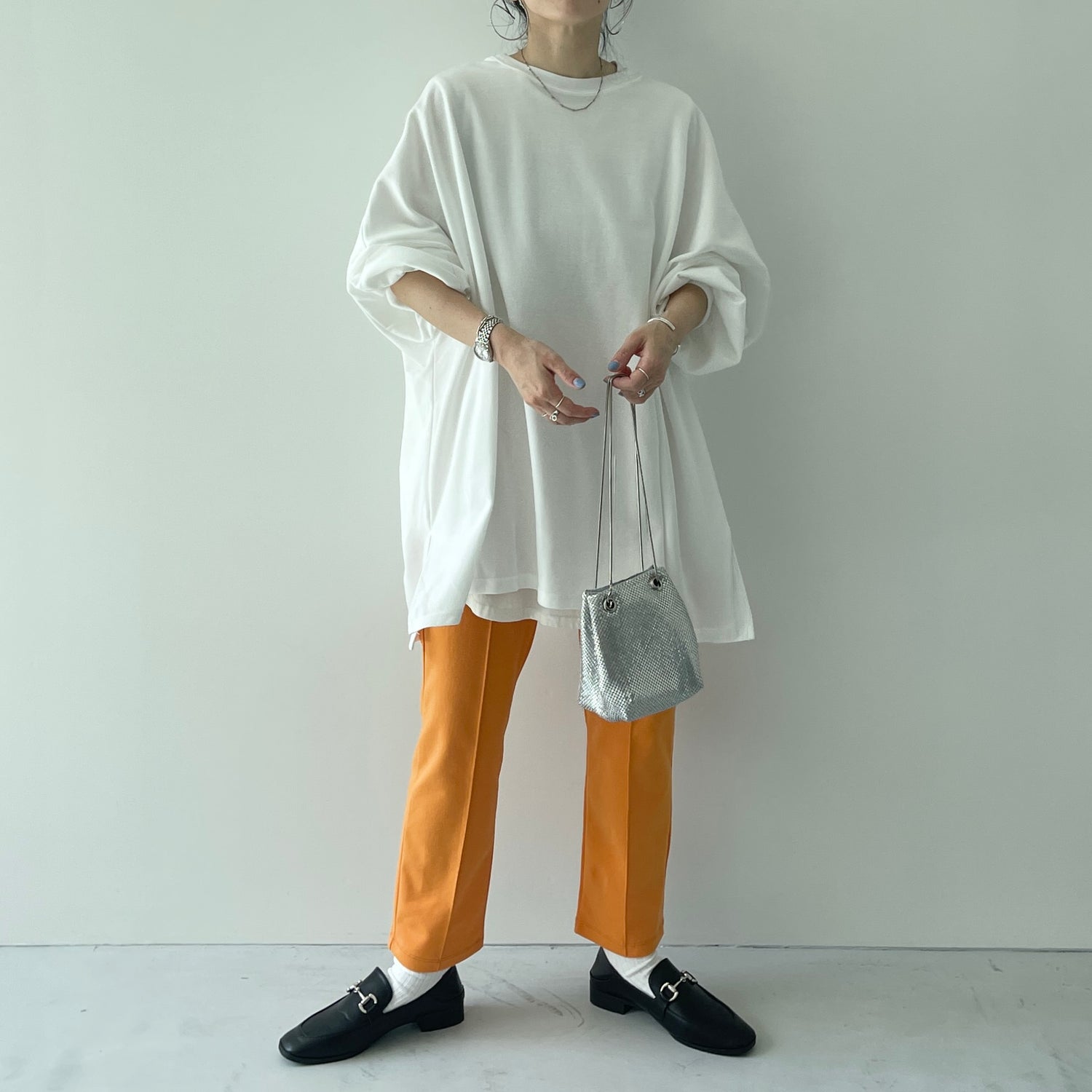 center line relax sweat pants / orange