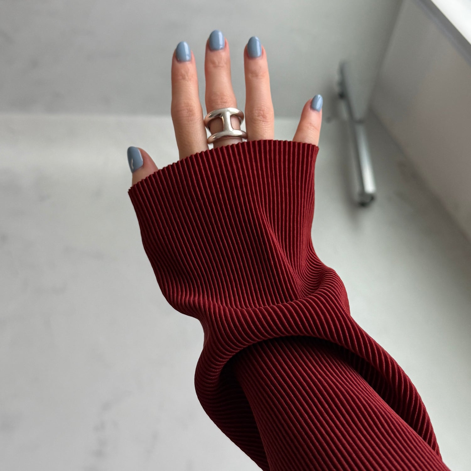 daily daily super stretch crew neck pleats one piece / bordeaux [FREE or LONG]クルーネック