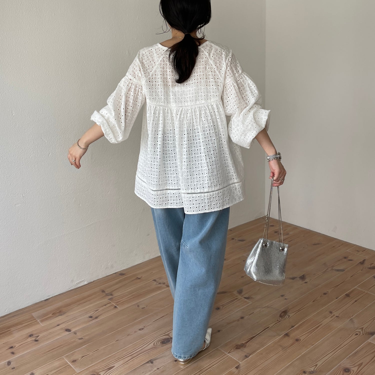 cutwork lace blouse / ivory