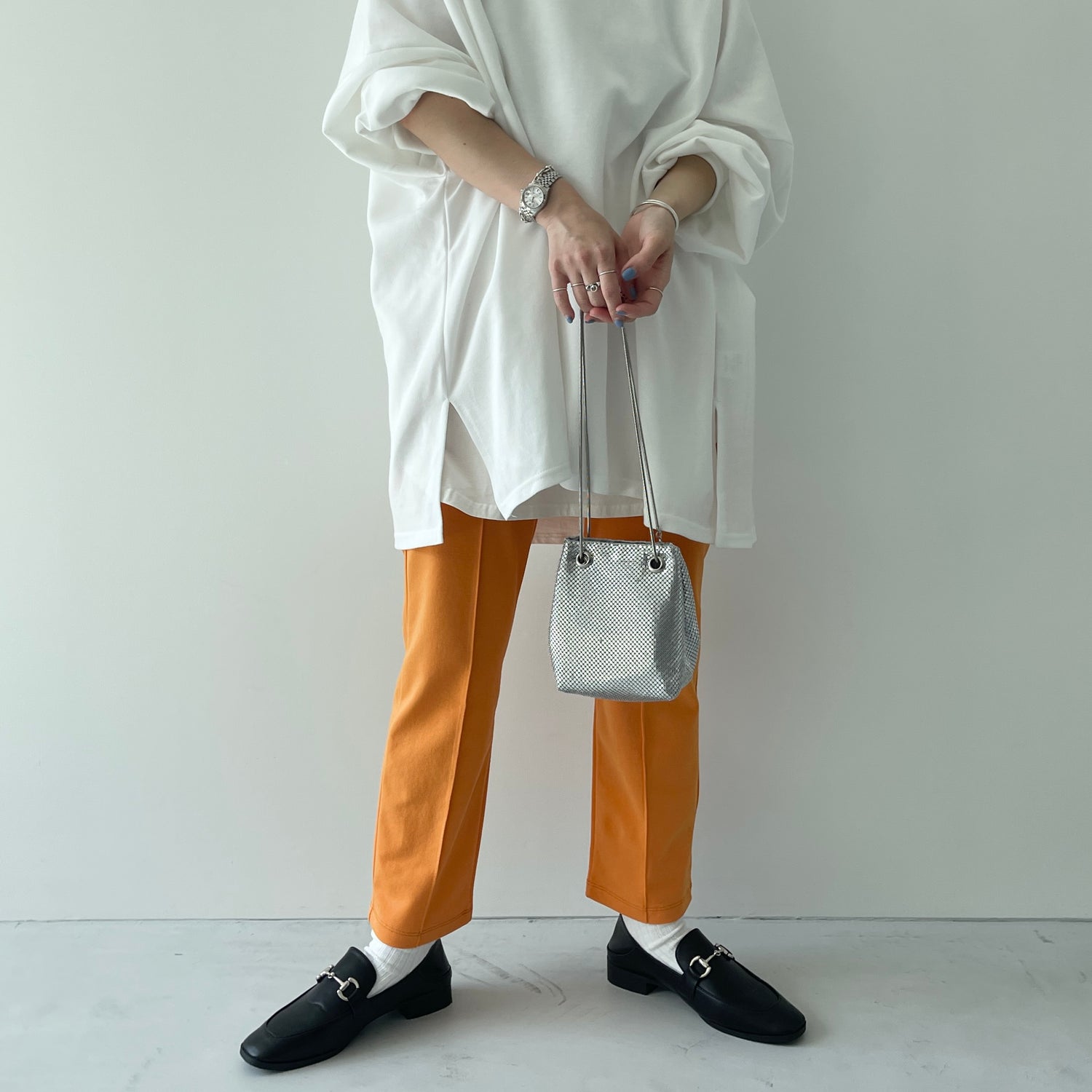 center line relax sweat pants / orange