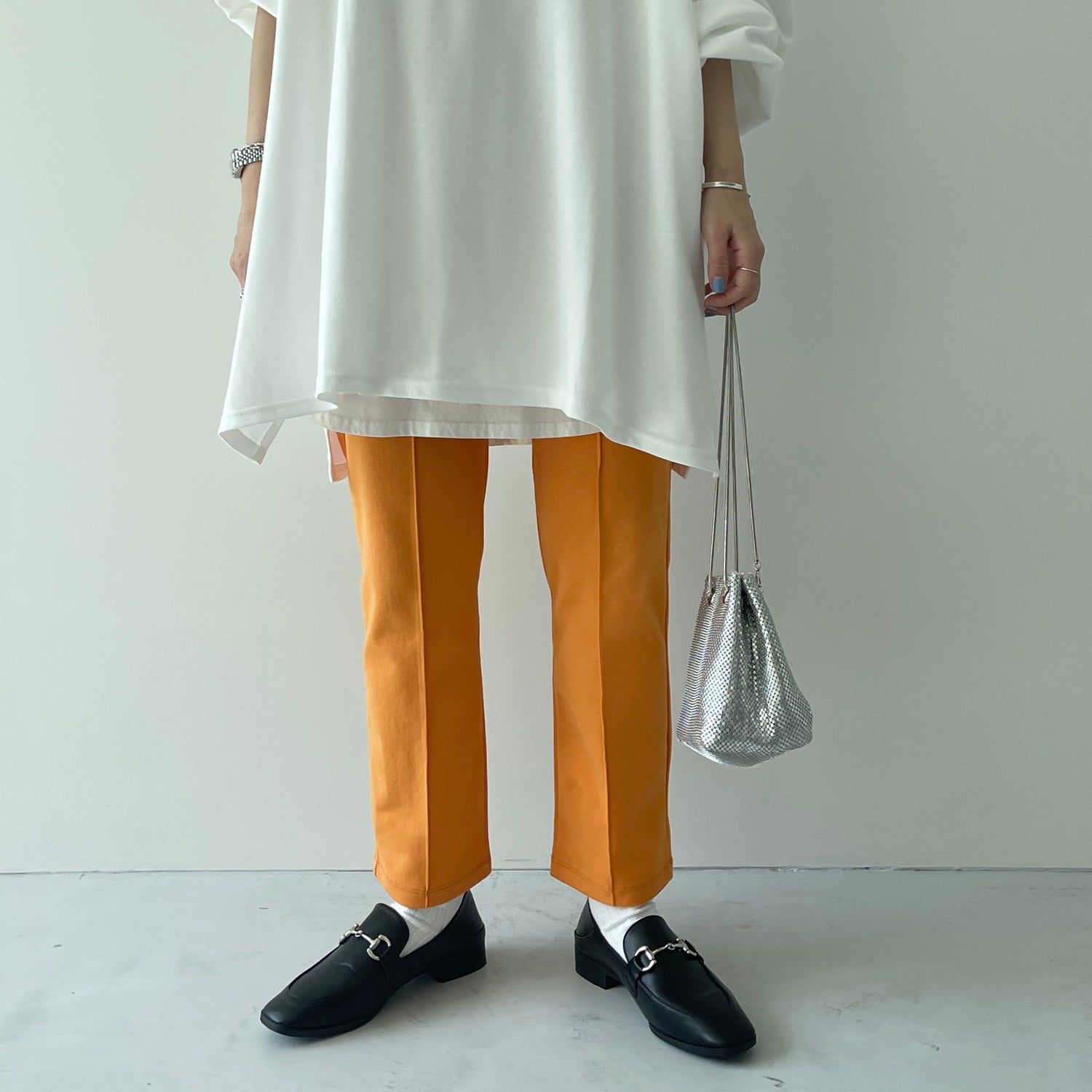 center line relax sweat pants / orange