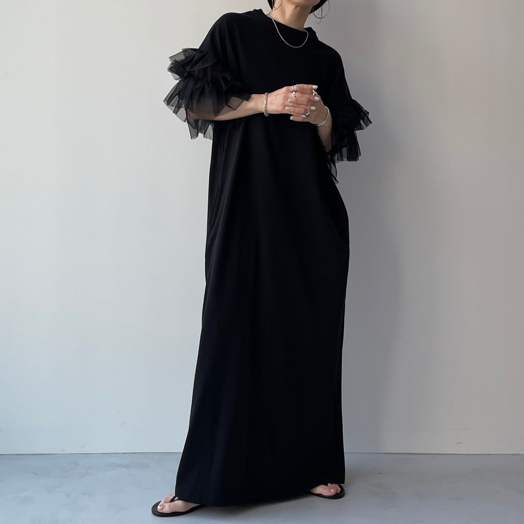 cheer frill one piece / black [2size] | wee9s | ウィークス