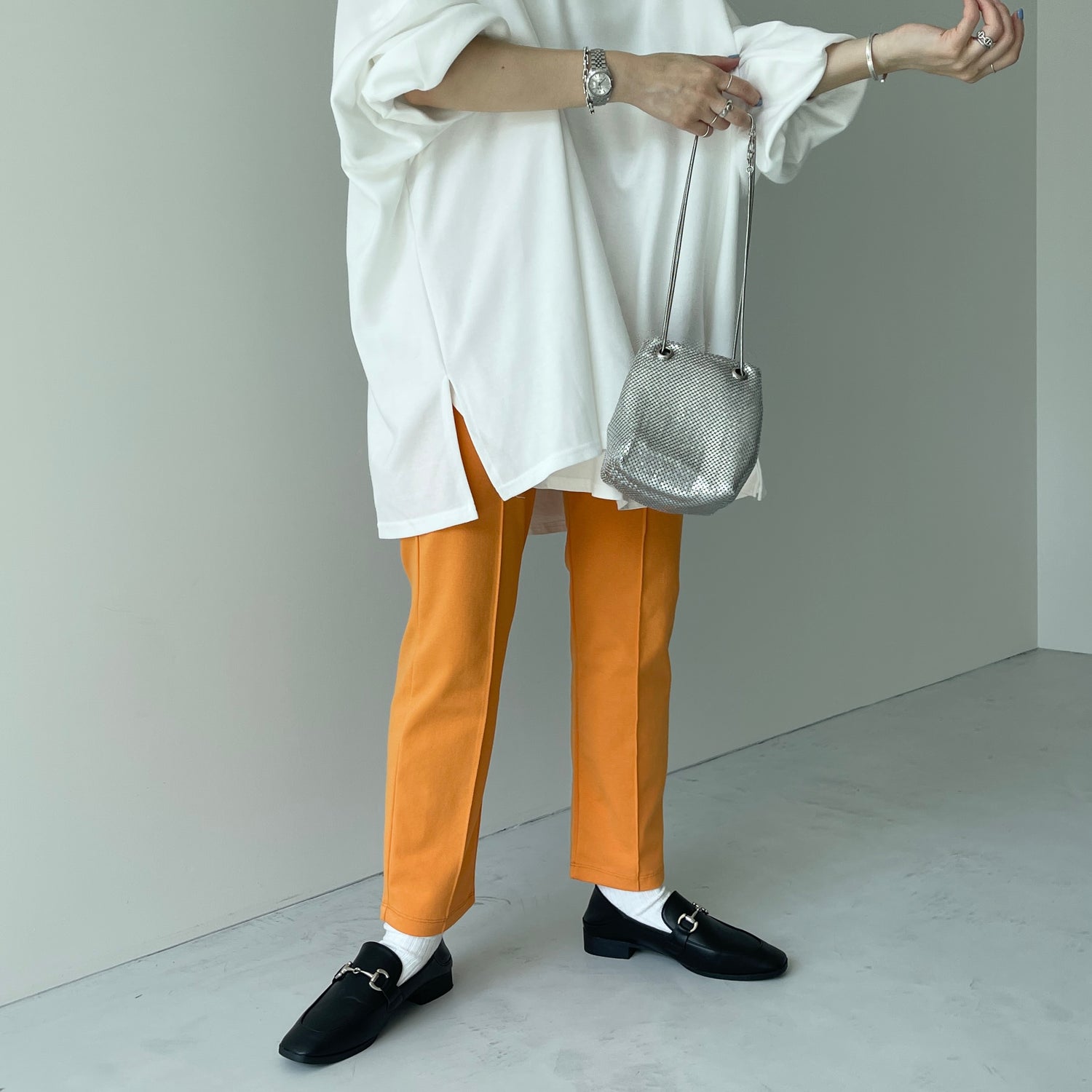 center line relax sweat pants / orange