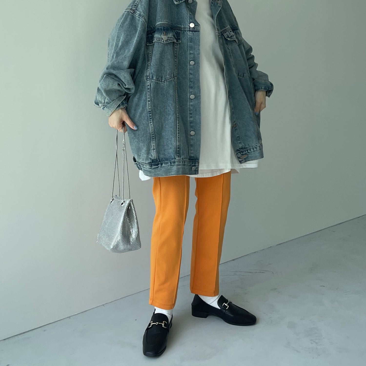 center line relax sweat pants / orange