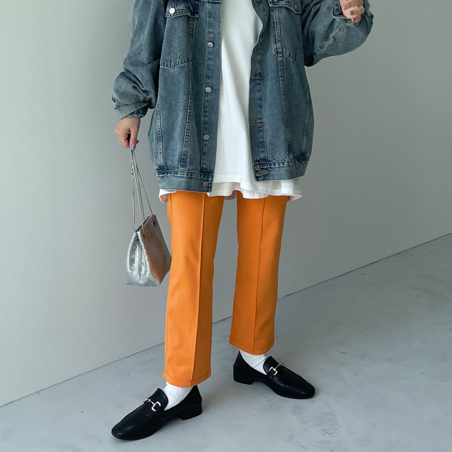 center line relax sweat pants / orange