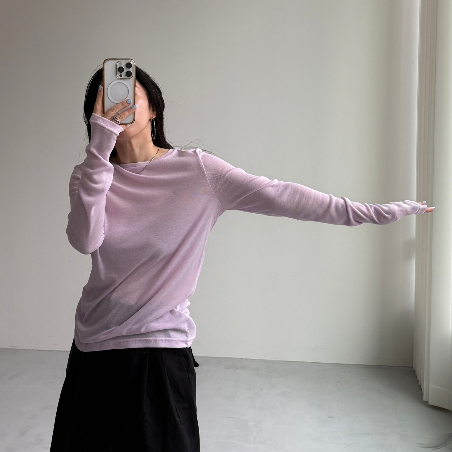 KASANE sheer tee / white