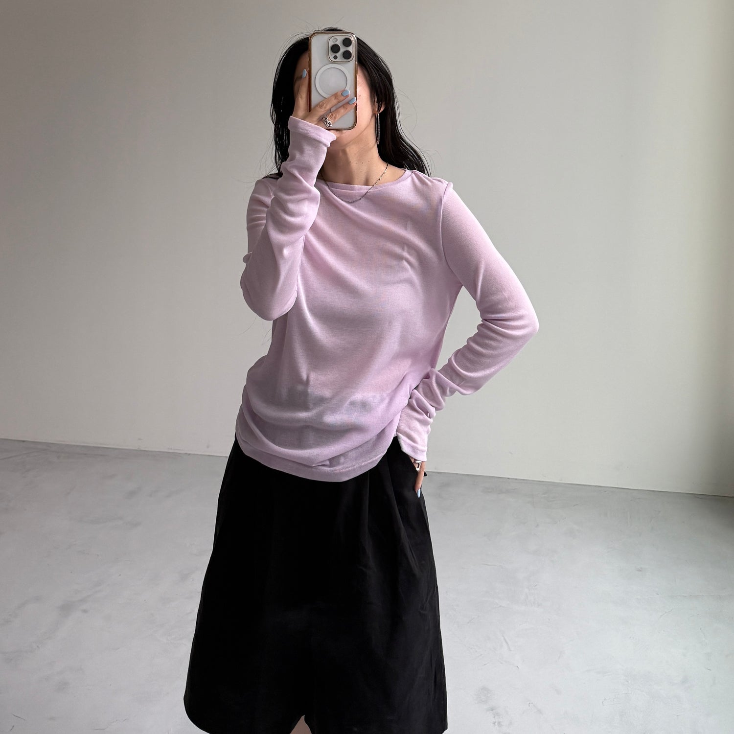 KASANE sheer tee / gray