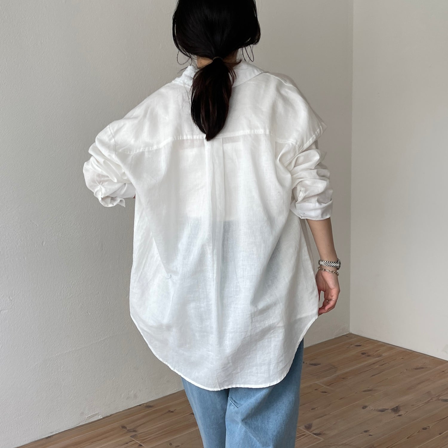 over size linen shirt / ivory