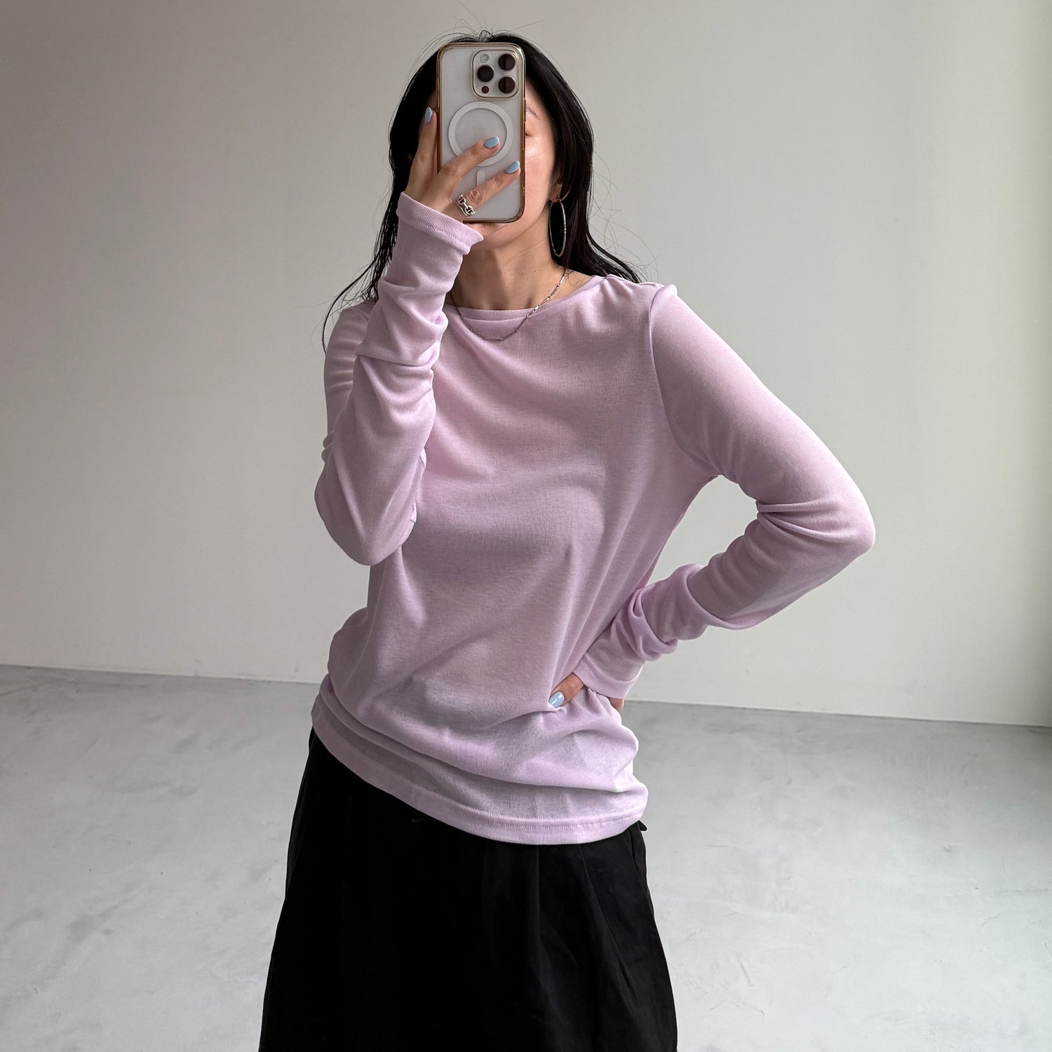 KASANE sheer tee / gray