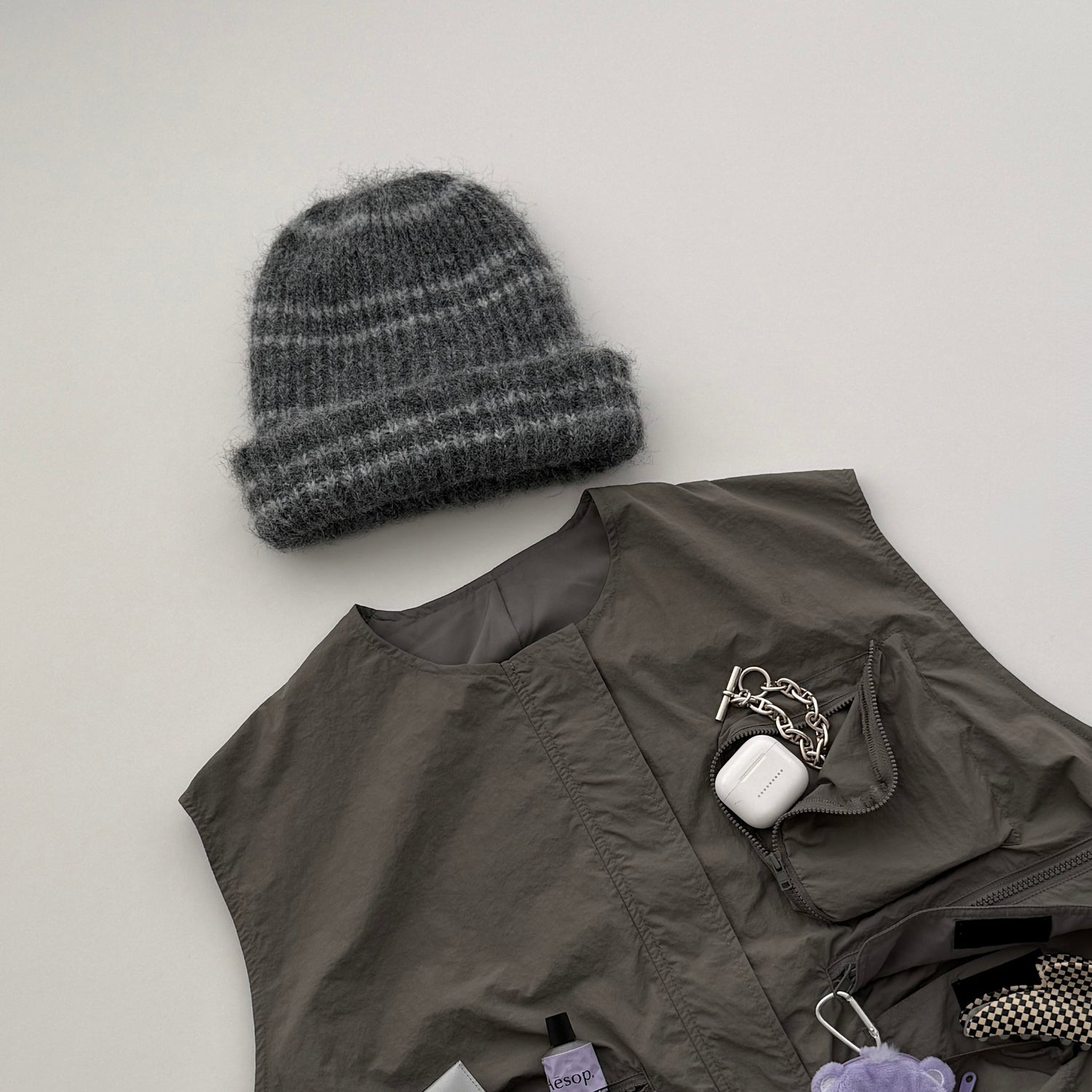 buddy stripe beanie / gray