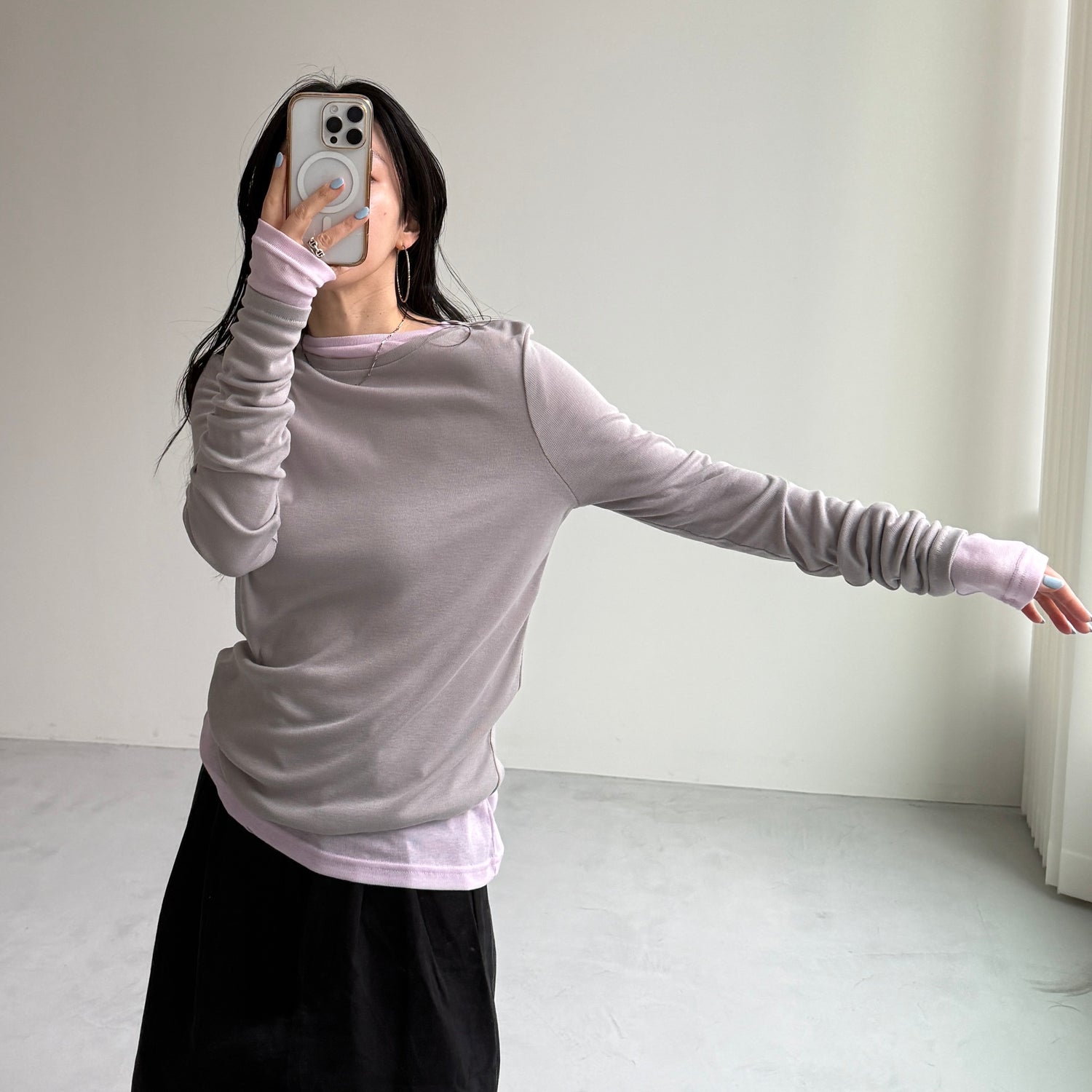 KASANE sheer tee / gray