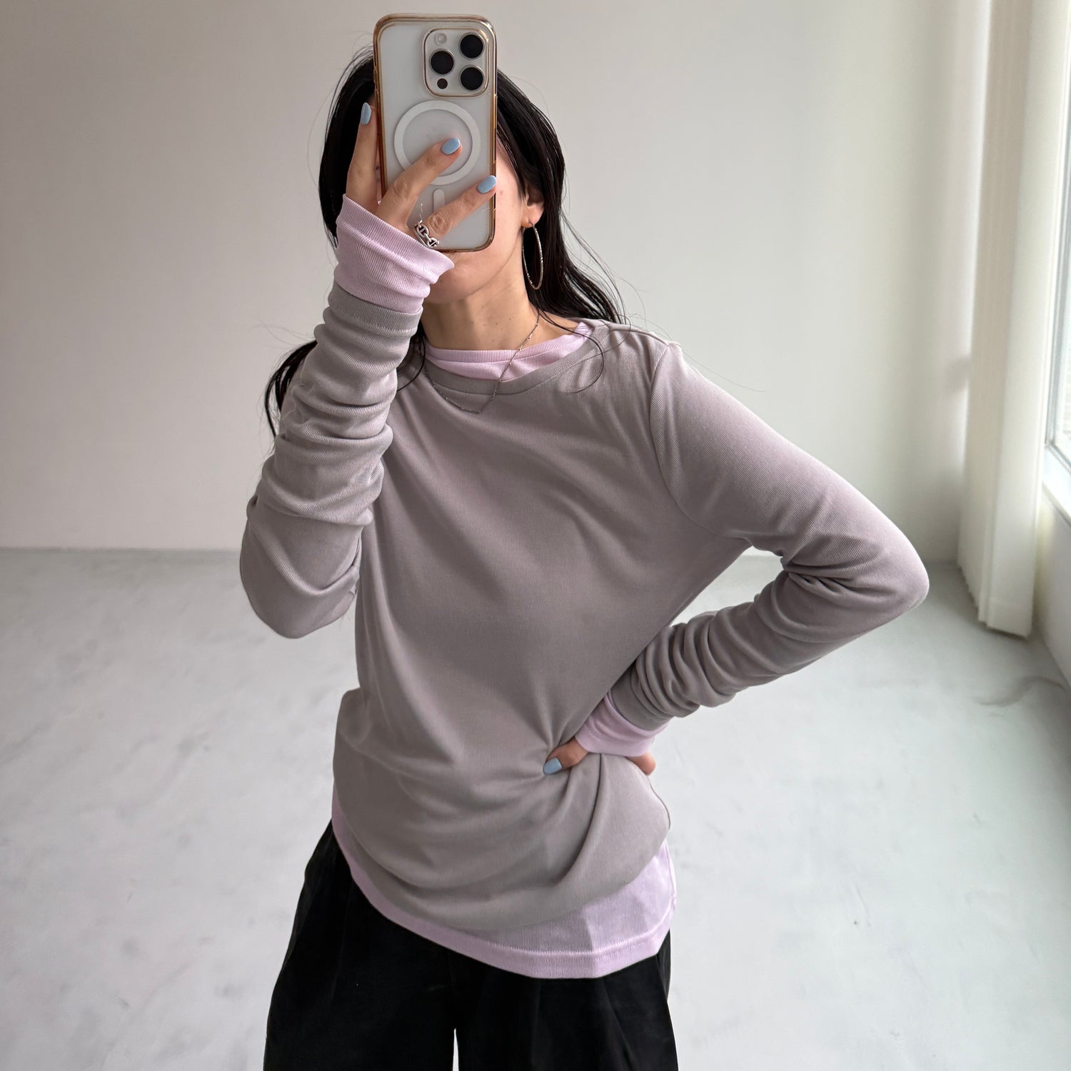 KASANE sheer tee / gray