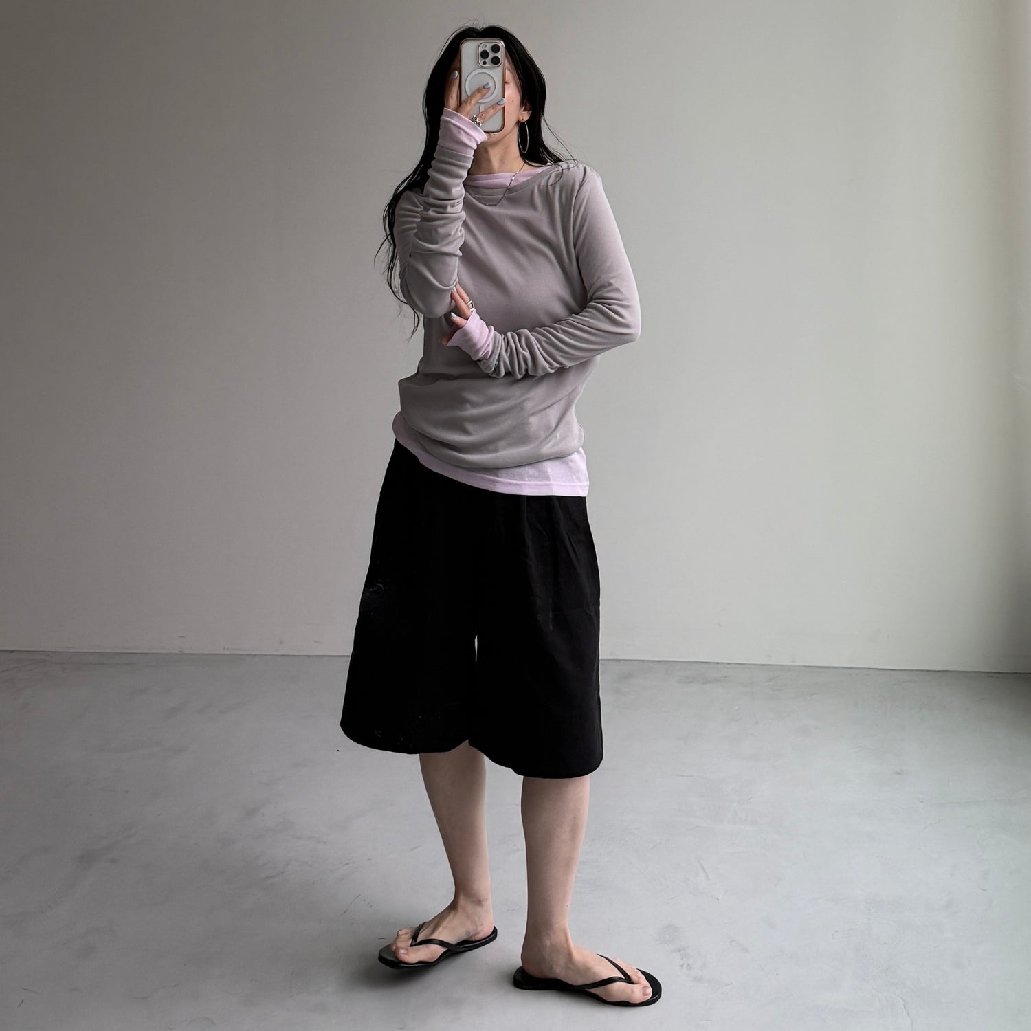 KASANE sheer tee / gray