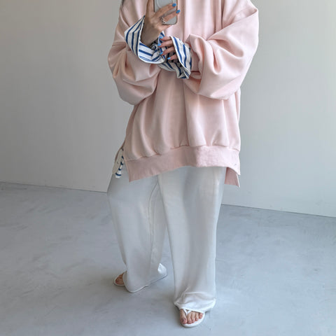 relax satin pants / white