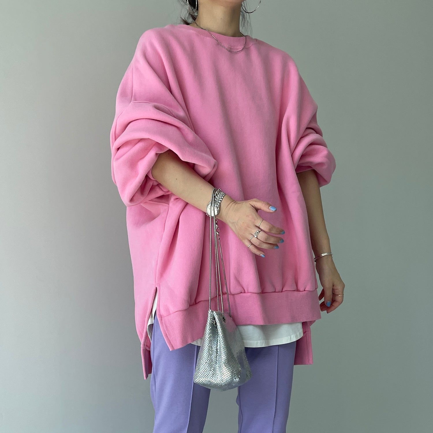 perfect silhouette super over sweat / pink