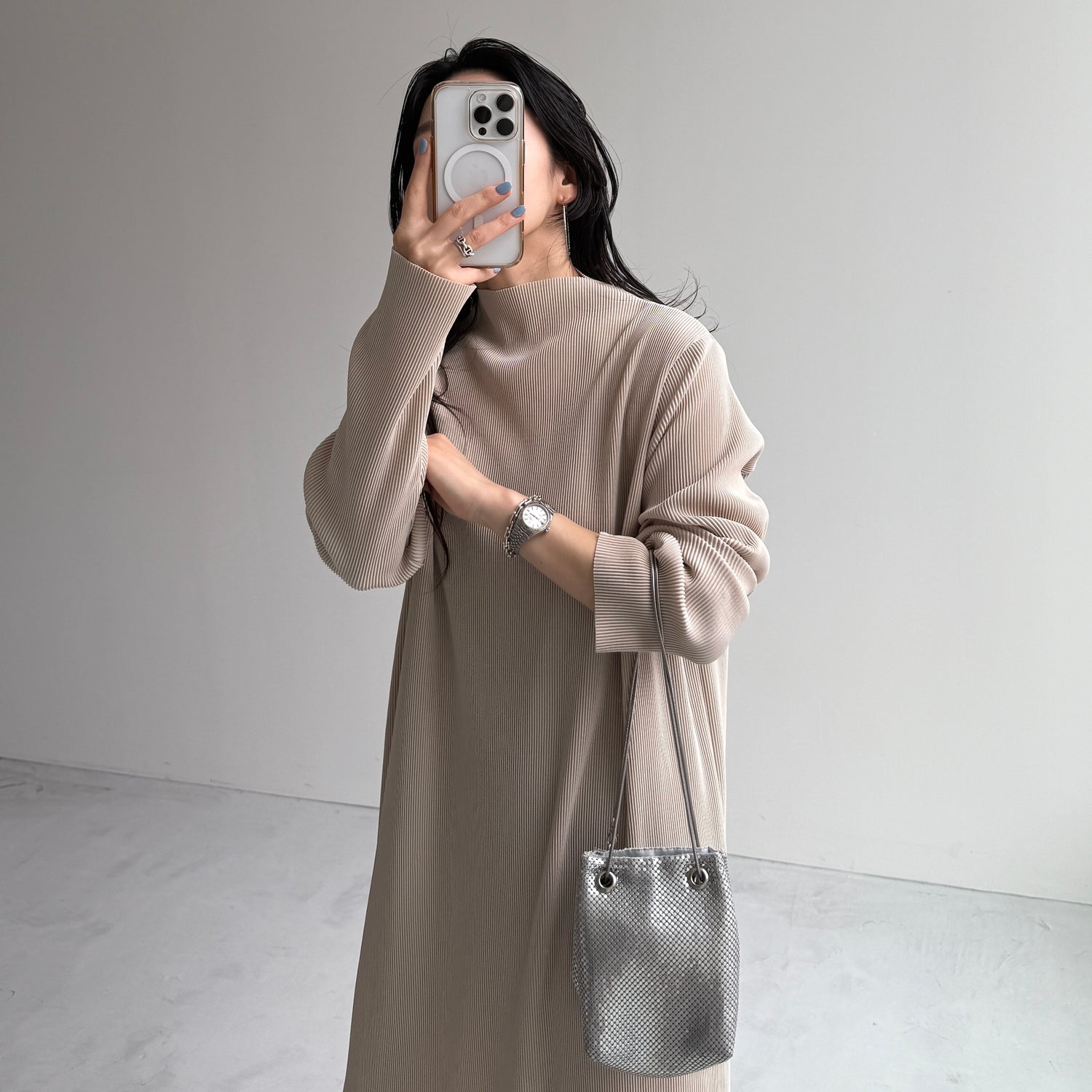 daily daily super stretch pleats one piece / ivory [FREE or LONG]プチハイ