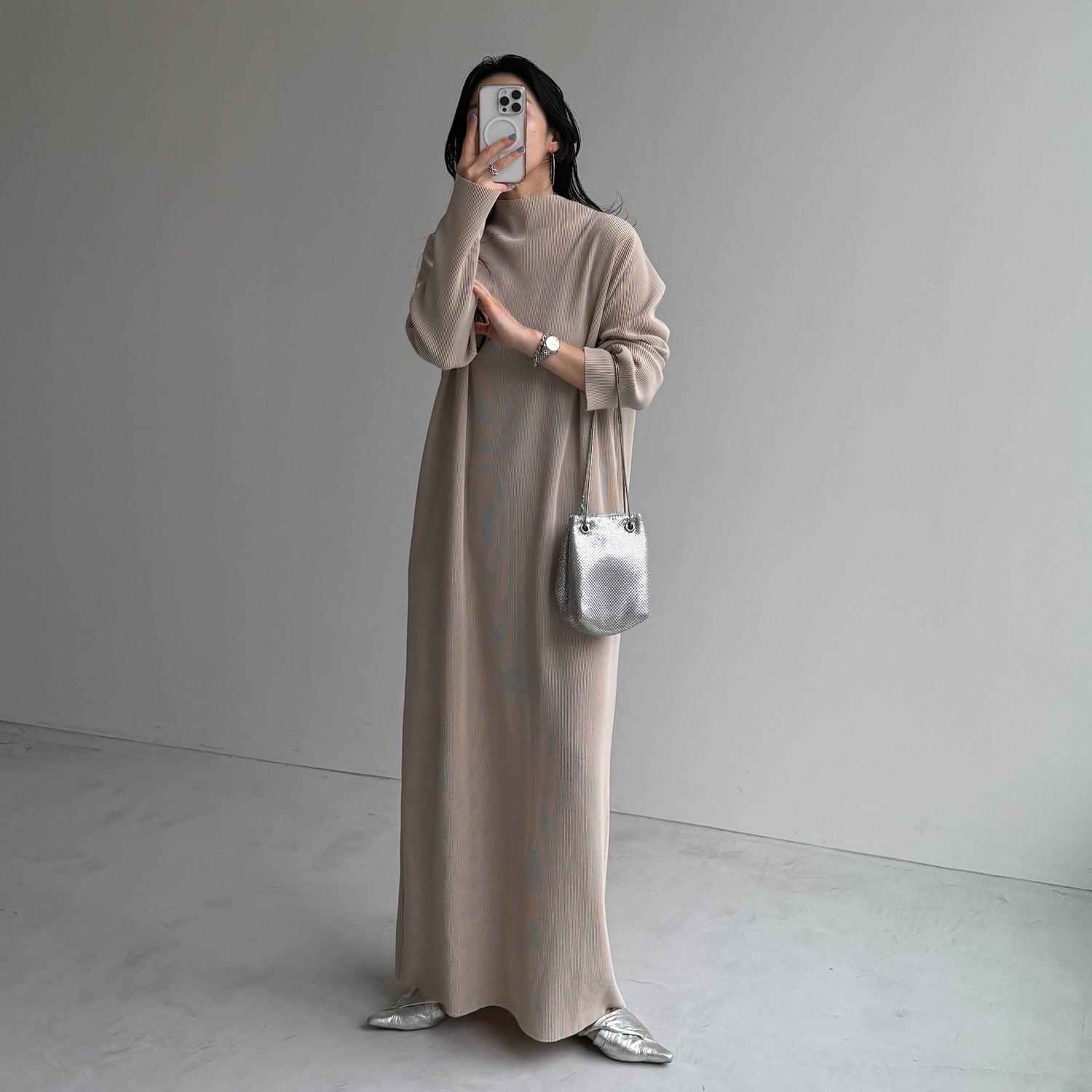 daily daily super stretch pleats one piece / ivory [FREE or LONG]プチハイ