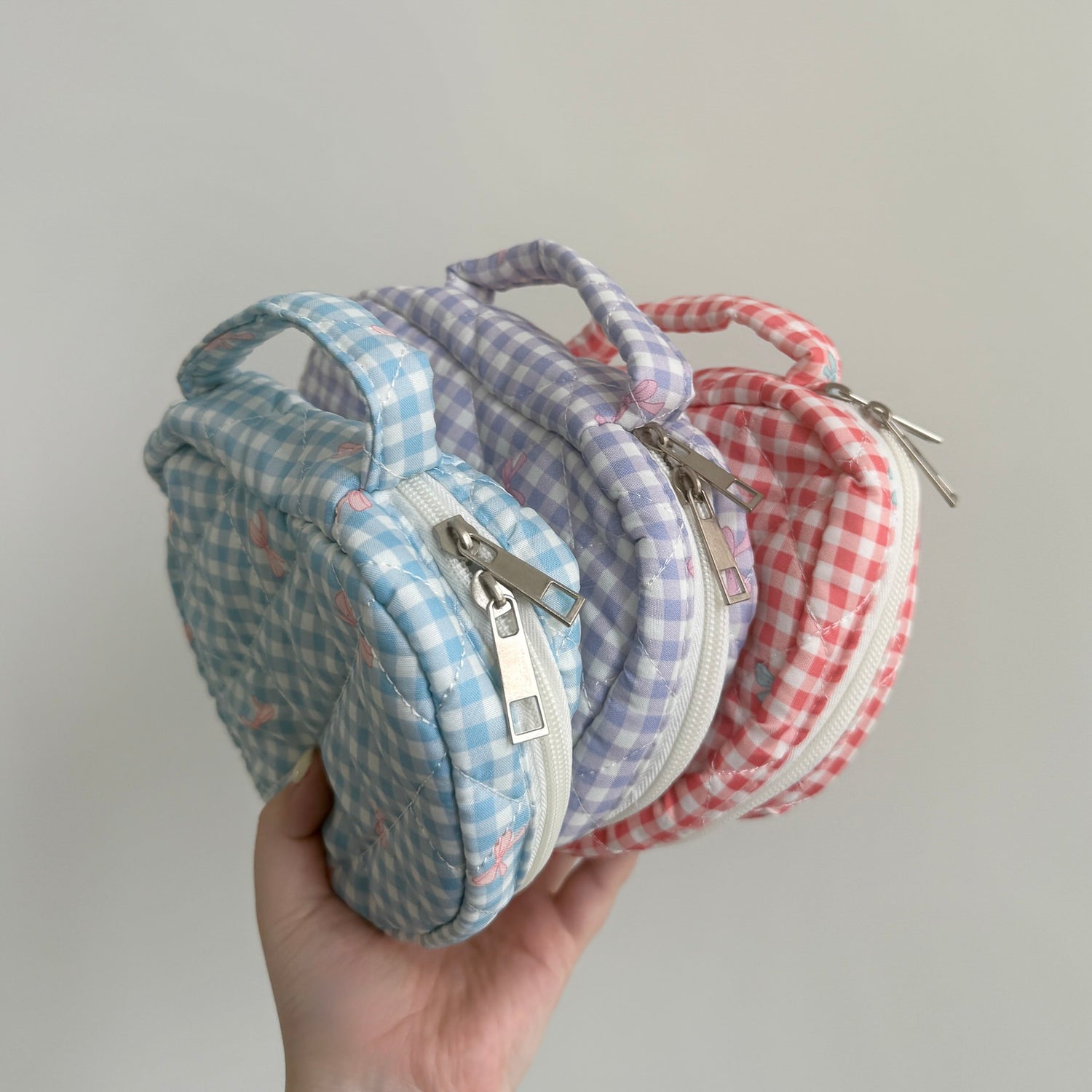 gingham check quilting pouch