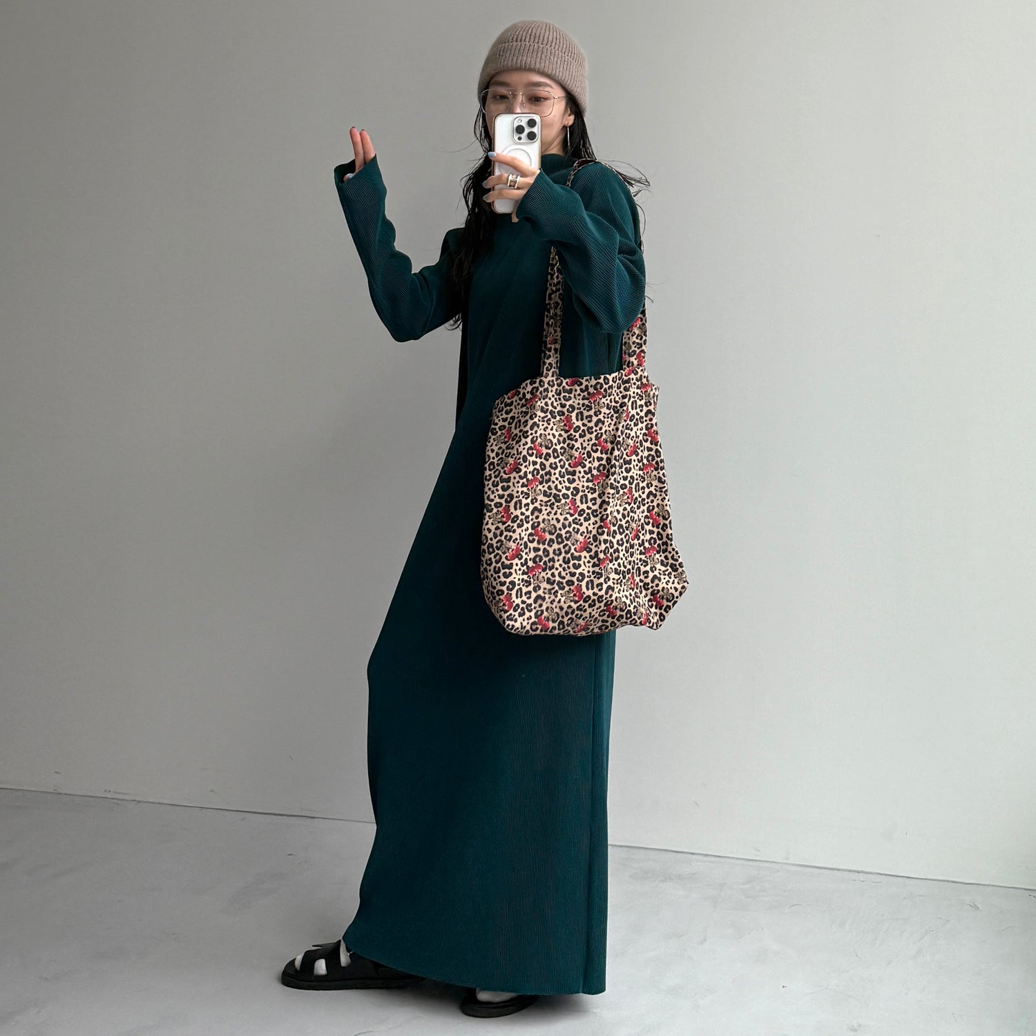 daily daily super stretch pleats one piece / dark green [FREE or LONG]プチハイ