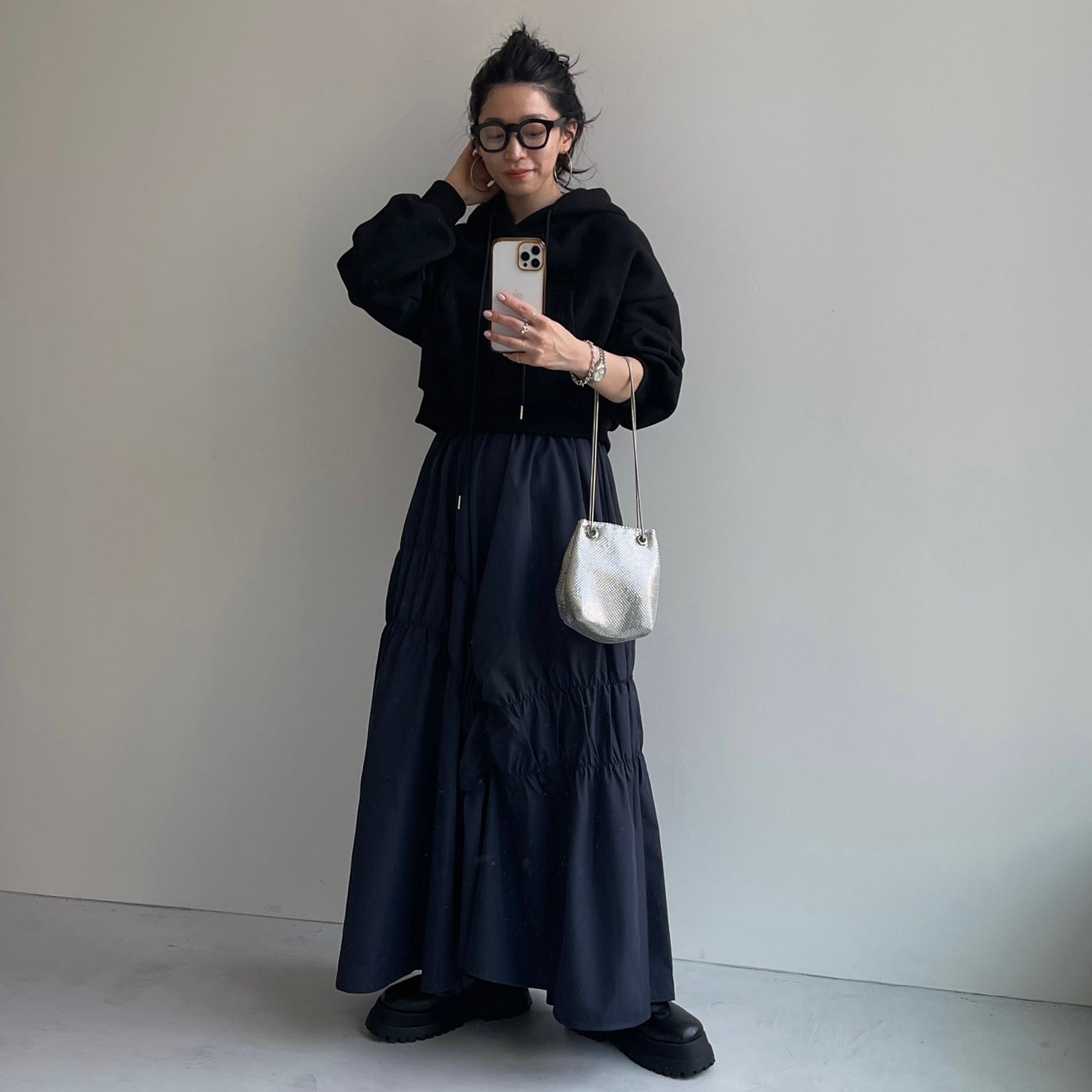 【SAMPLE】many many gather skirt / navy