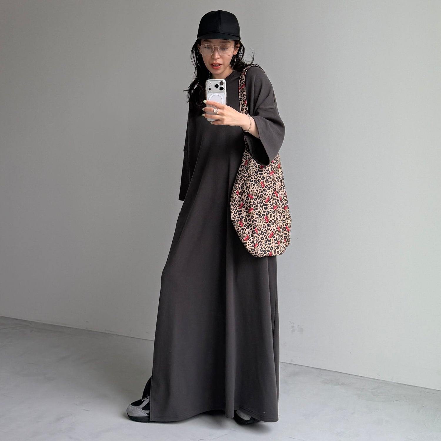 HANSODE super loose light sweatee one piece / charcoal [3size]