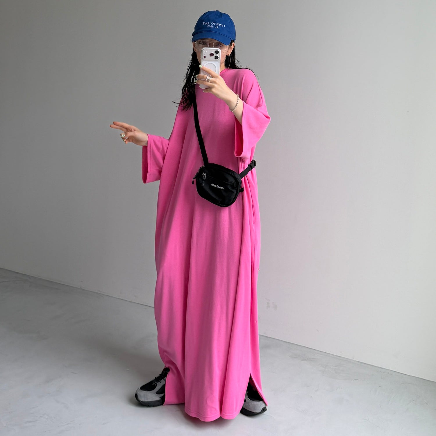 HANSODE super loose light sweatee one piece / cherry pink [3size]
