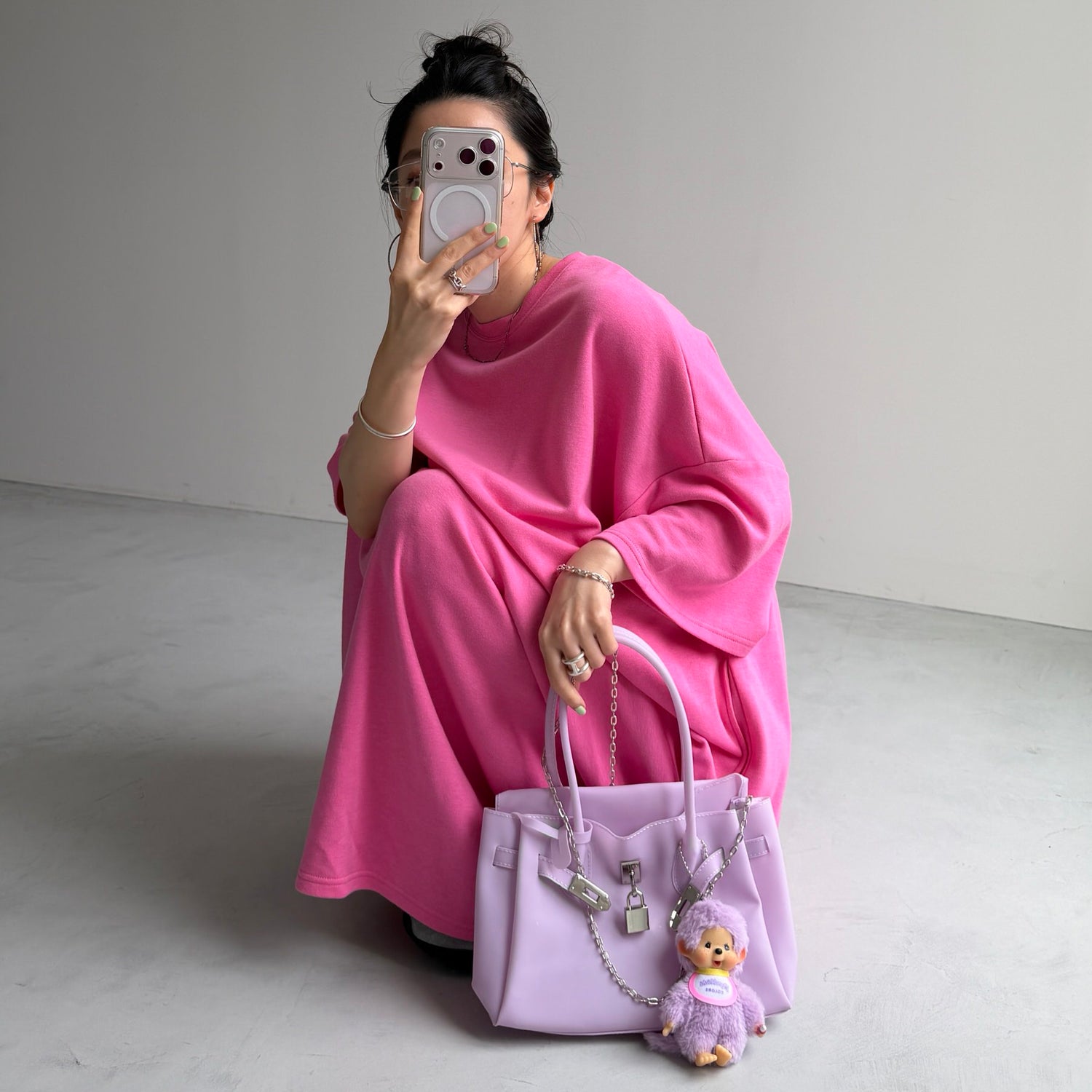 HANSODE super loose light sweatee one piece / cherry pink [3size]