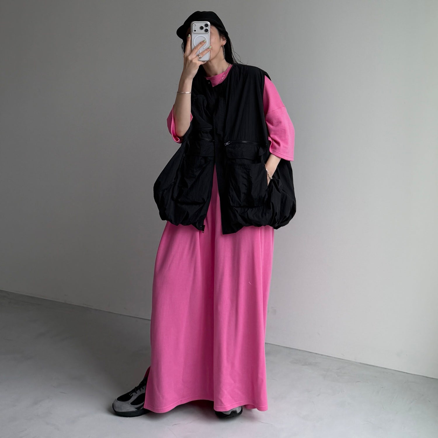 HANSODE super loose light sweatee one piece / cherry pink [3size]