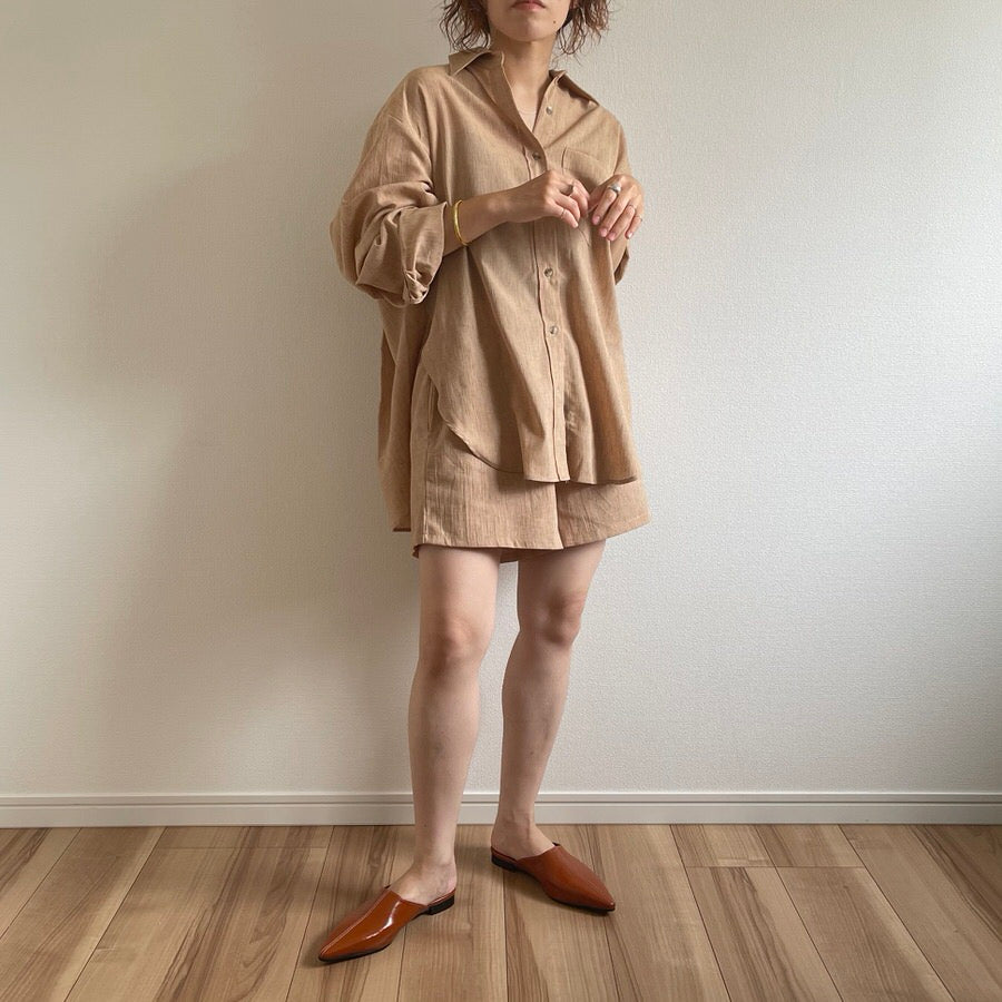 【SAMPLE】cotton linen shirts set up / beige