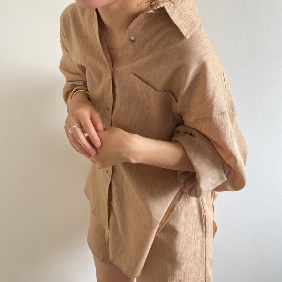 【SAMPLE】cotton linen shirts set up / beige