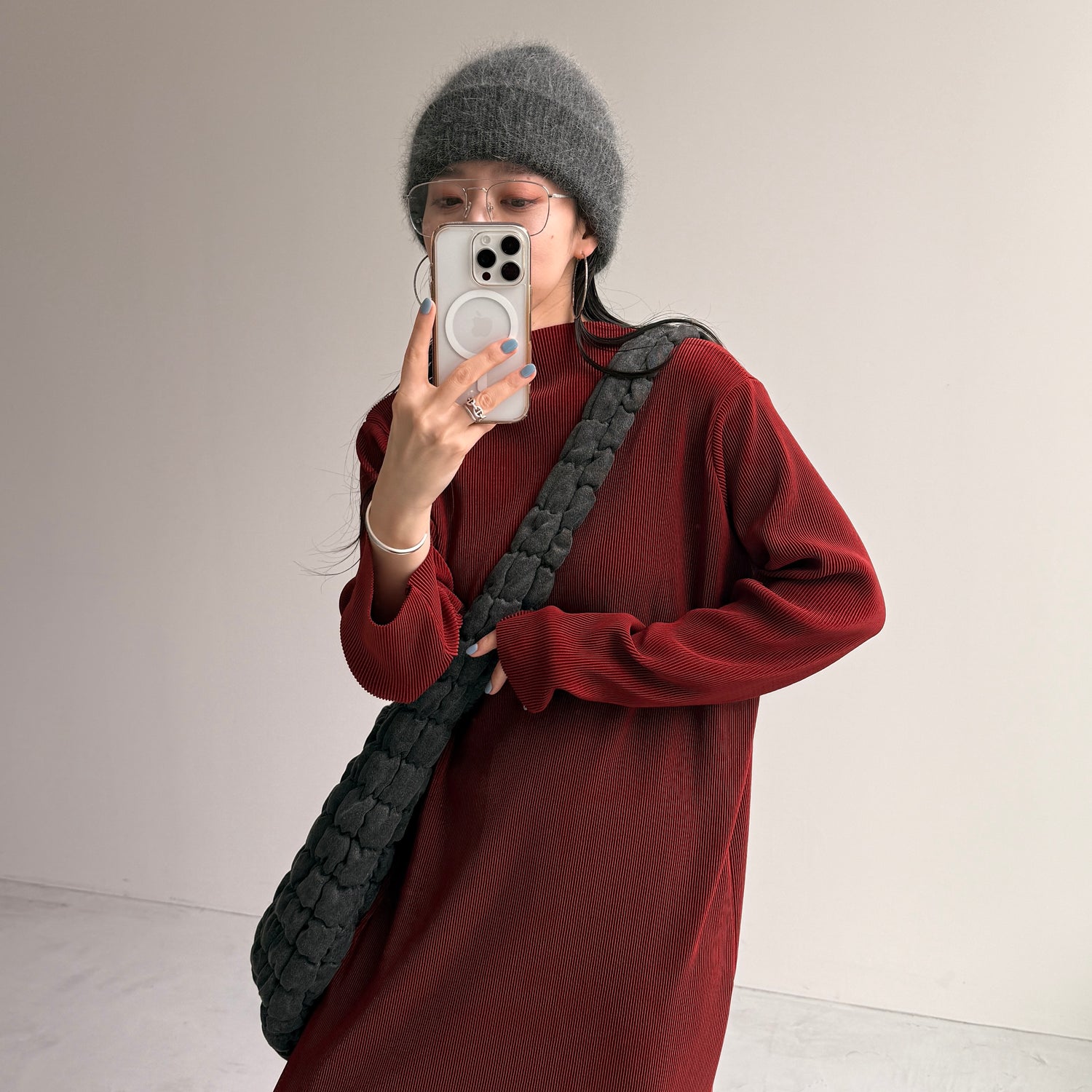 angora snow beanie / gray