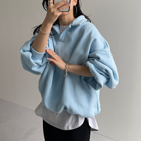 over size volume sleeve sweat / sky blue