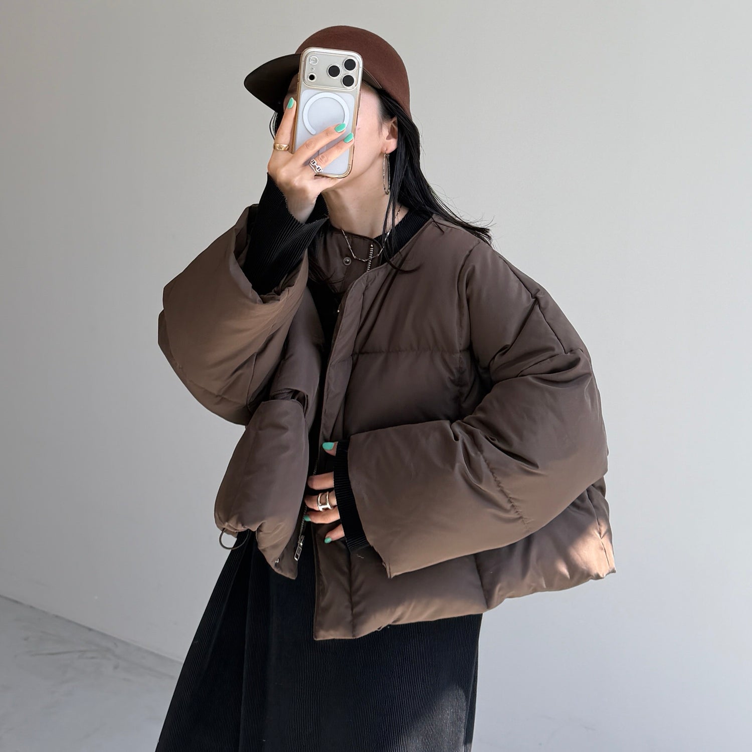 smooth wool cap / brown
